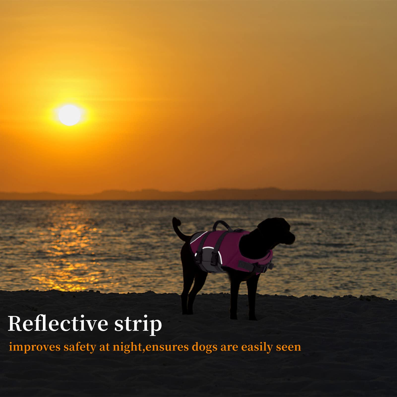 Mklhgty Dog Life Jacket, Reflective & Adjustable Dog Life Vest With Rescue Handle For Swimming And Boating, Ripstop Pet Safety L