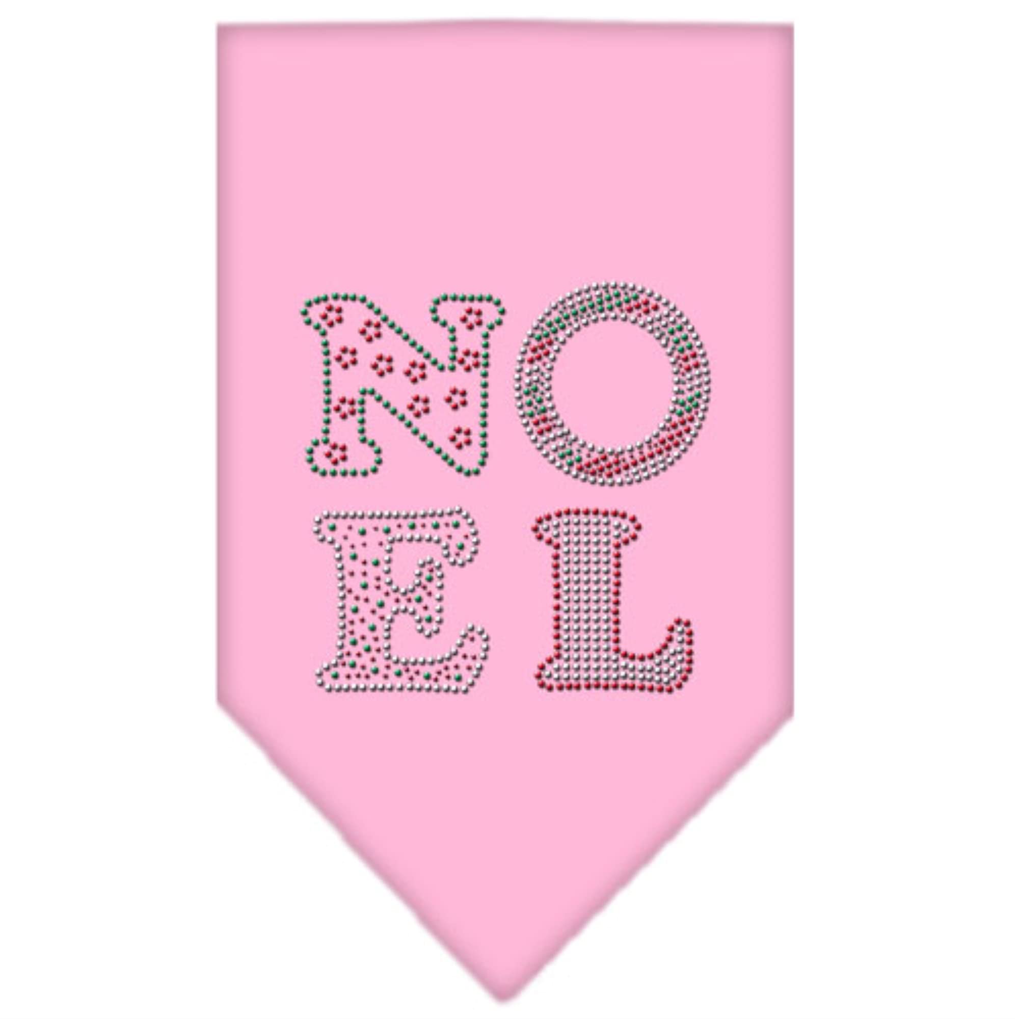 Mirage Pet Products 67-92 LGLPK Noel Rhinestone Light Pink Print Bandana, Large