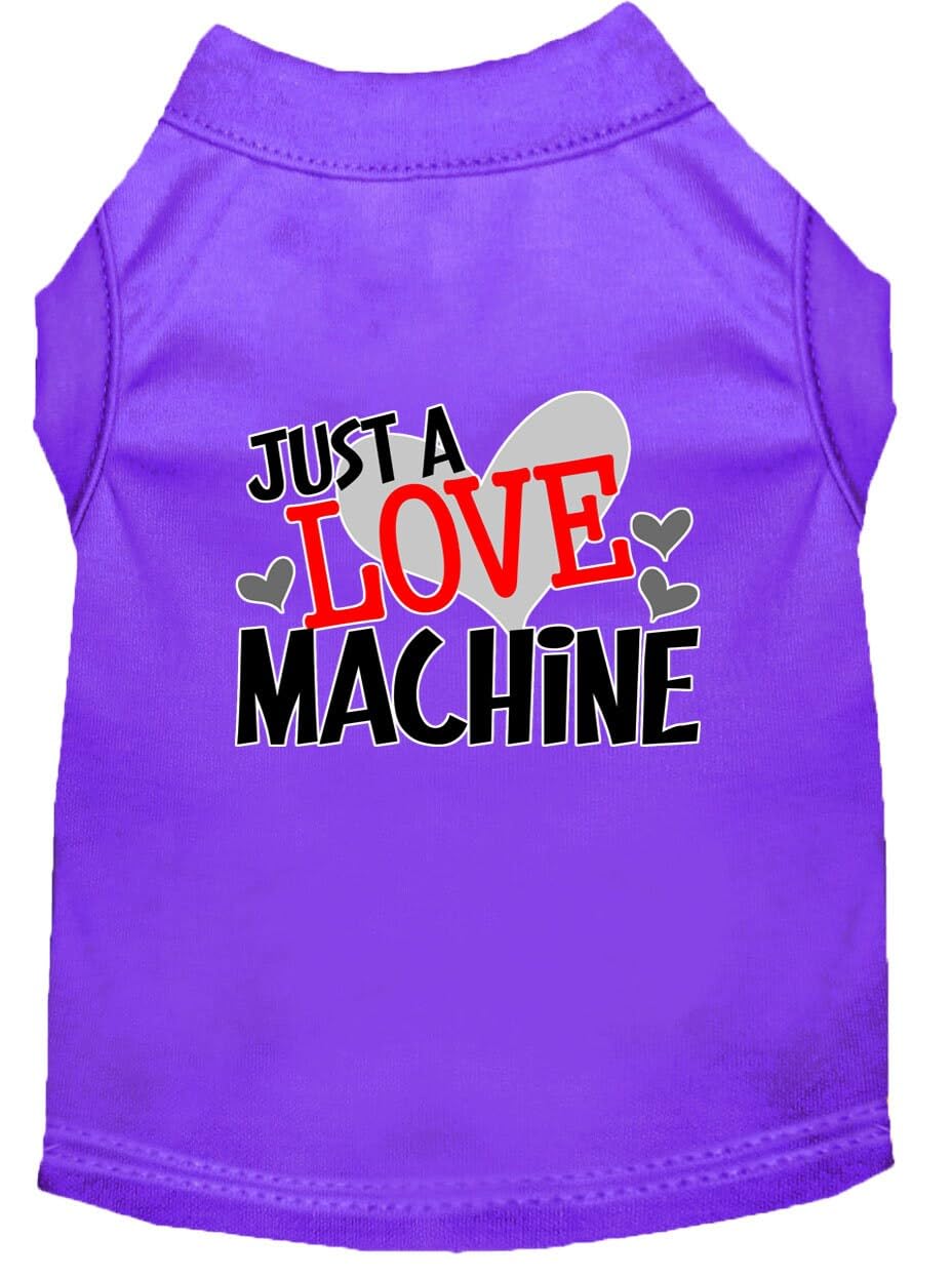 Pet Dog & Cat Shirt Screen Printed, "Just A Love Machine" Purple XL (14-20 lbs.)