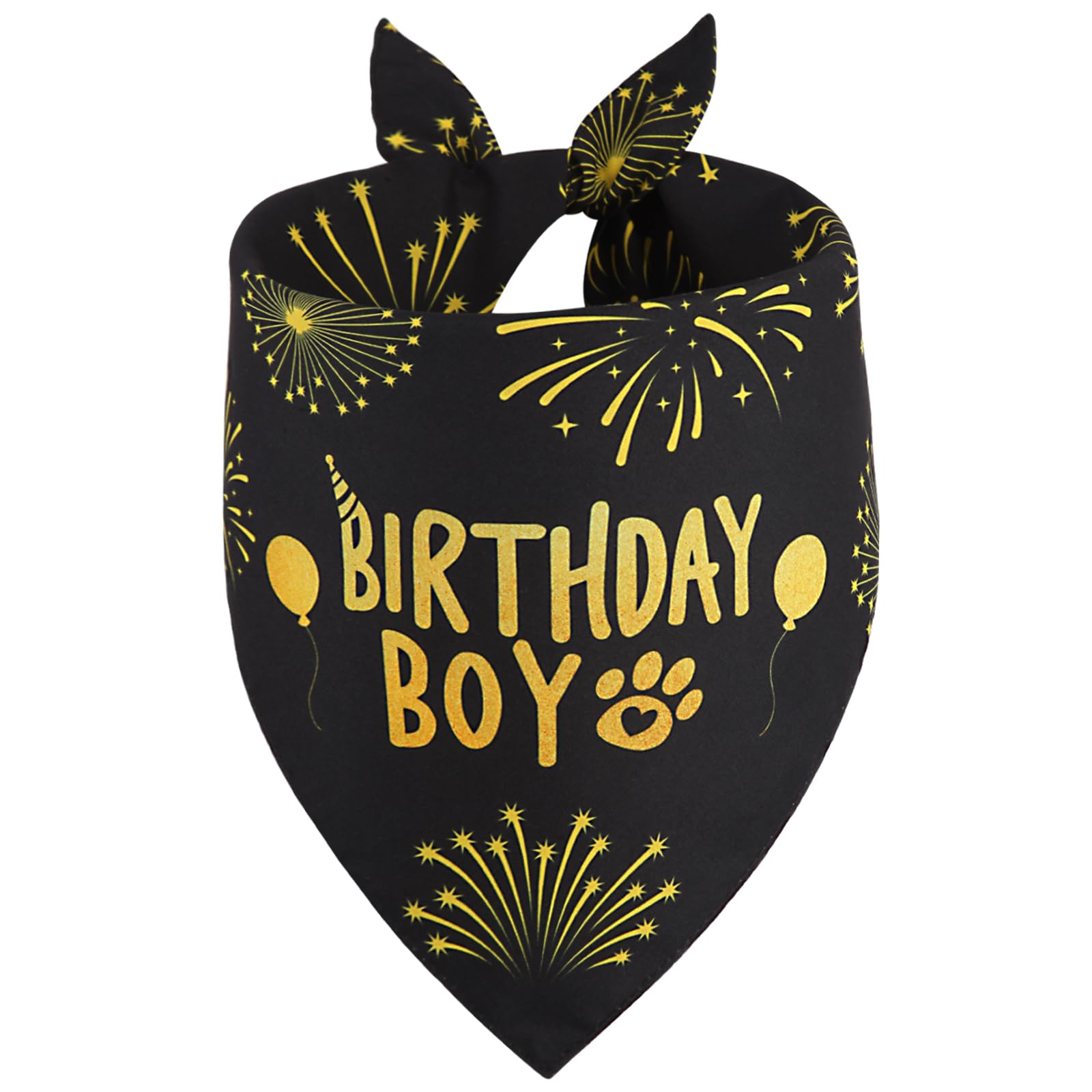 Ququle Dog Birthday Bandana Boy Black Small 1Pcs, Durable Triangle Reversible Scarf Bibs Handkerchief For Puppy Pet