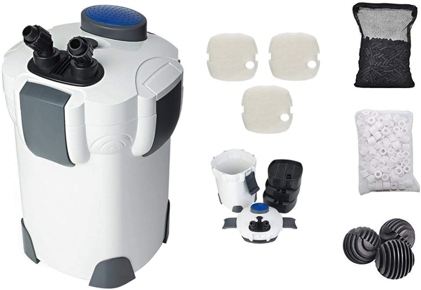 Sunsun Hw302 265Gph Pro Canister Filter Kit, White - 9 Piece Set
