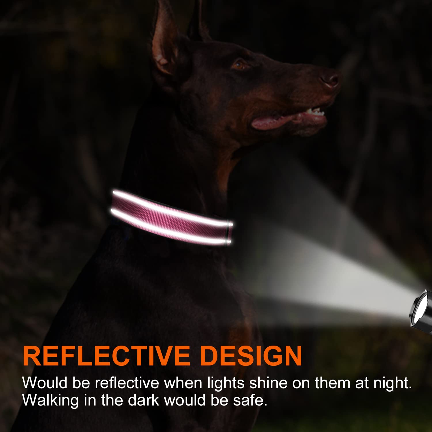 Joytale Personalized Dog Collars, Reflective Nylon Dog Collar With Engraved Name Plate, Customized For Small Dogs, Pink, S