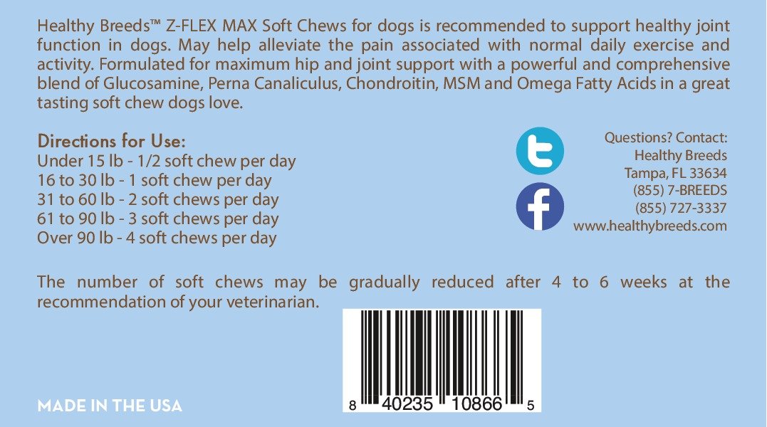 Healthy Breeds Giant Schnauzer Z-Flex Max Hip and Joint Soft Chews 50 Count