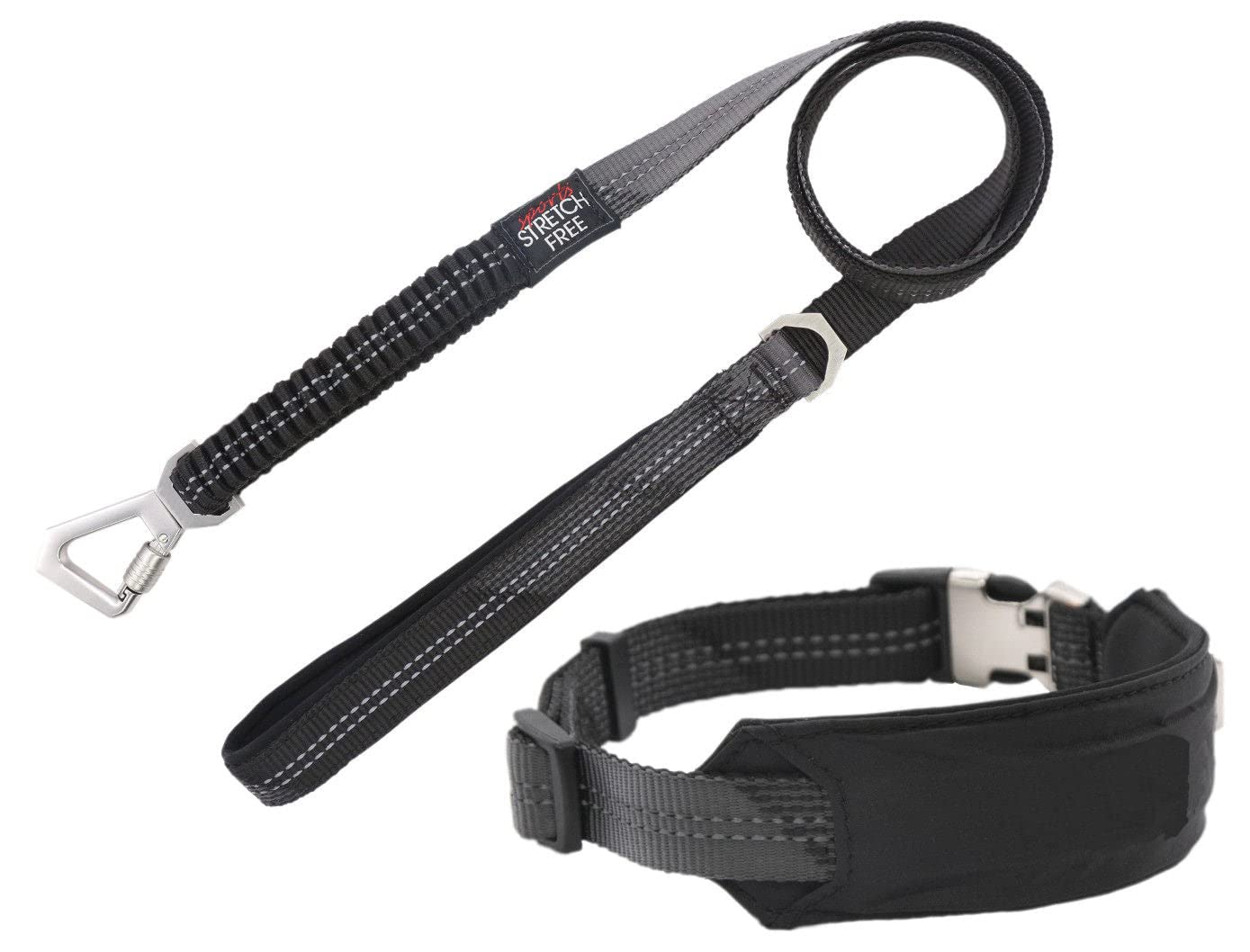 Pet Life Geo-Prene Shock Absorbing Neoprene Reflective Dog Leash And Collar, Sm, Black