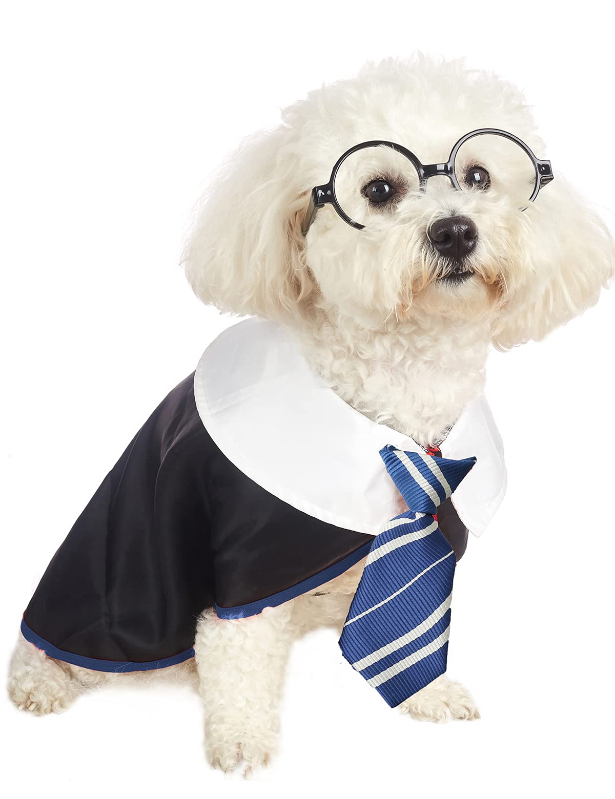 Impoosy Pet Halloween Dog Shirts Funny Cat Wizard Costume Cute Apparel Soft Clothes With Glasses (Large,Neck:18')