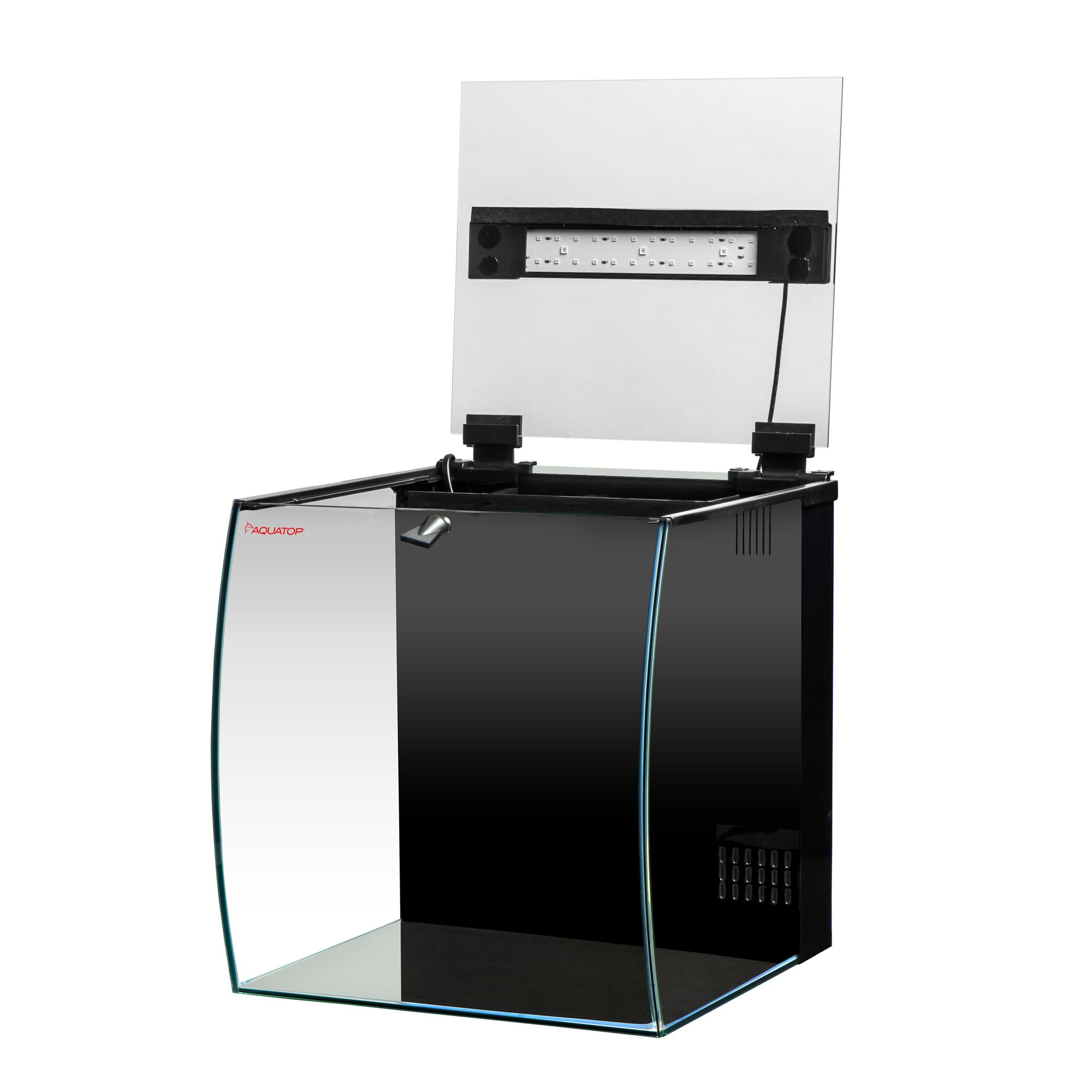 Aquatop 8.6 Gallon Bow Front Glass Aquarium Kit With Filter And Led Lighting - All In One Desktop Fish Tank, Ideal For Freshwate