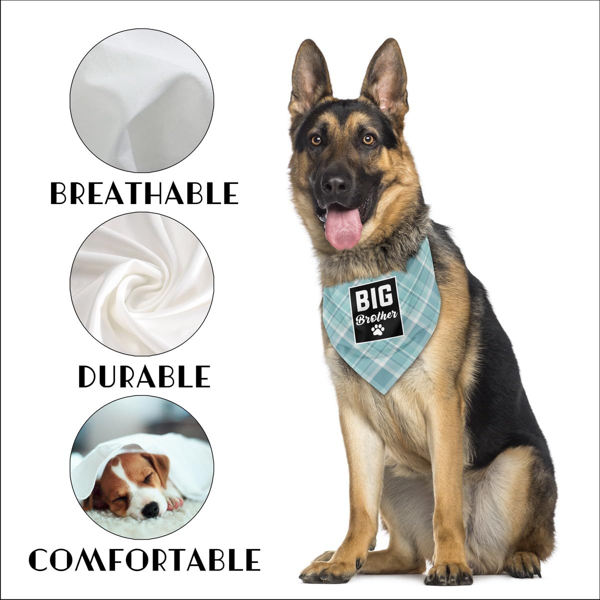 Dog Bandana, Big Brother Dog Bandana, Dog Scarf Plaid Printing, Dog Scarf Accessories, Dog Bandana Pet Scarf, Pet Plaid Scarf Ge