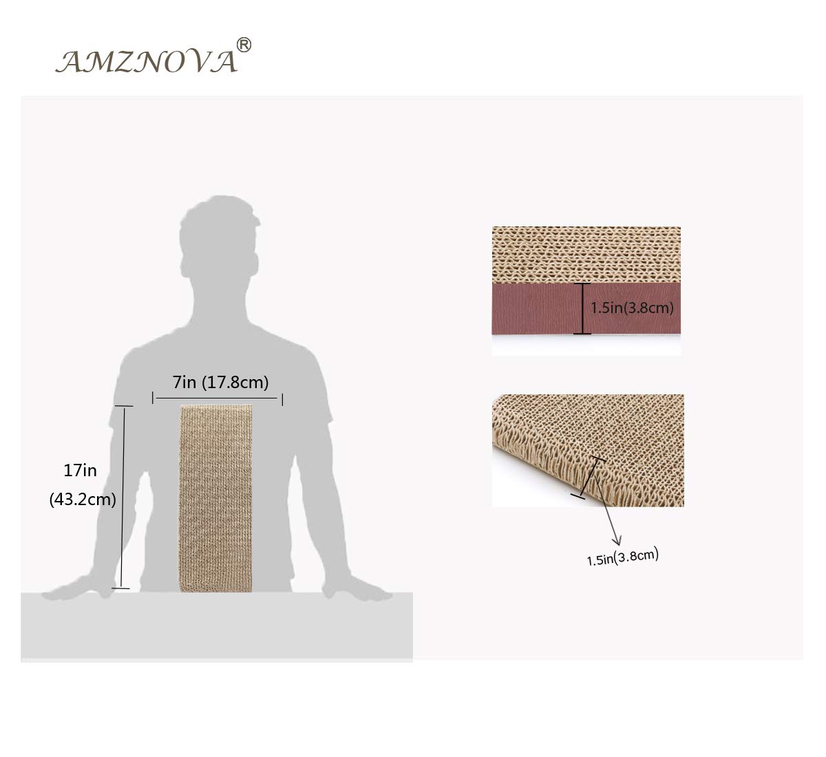 Amznova Durable Flat Cat Scratch Lounge, Colors Series, Narrow, Wood Floor Print