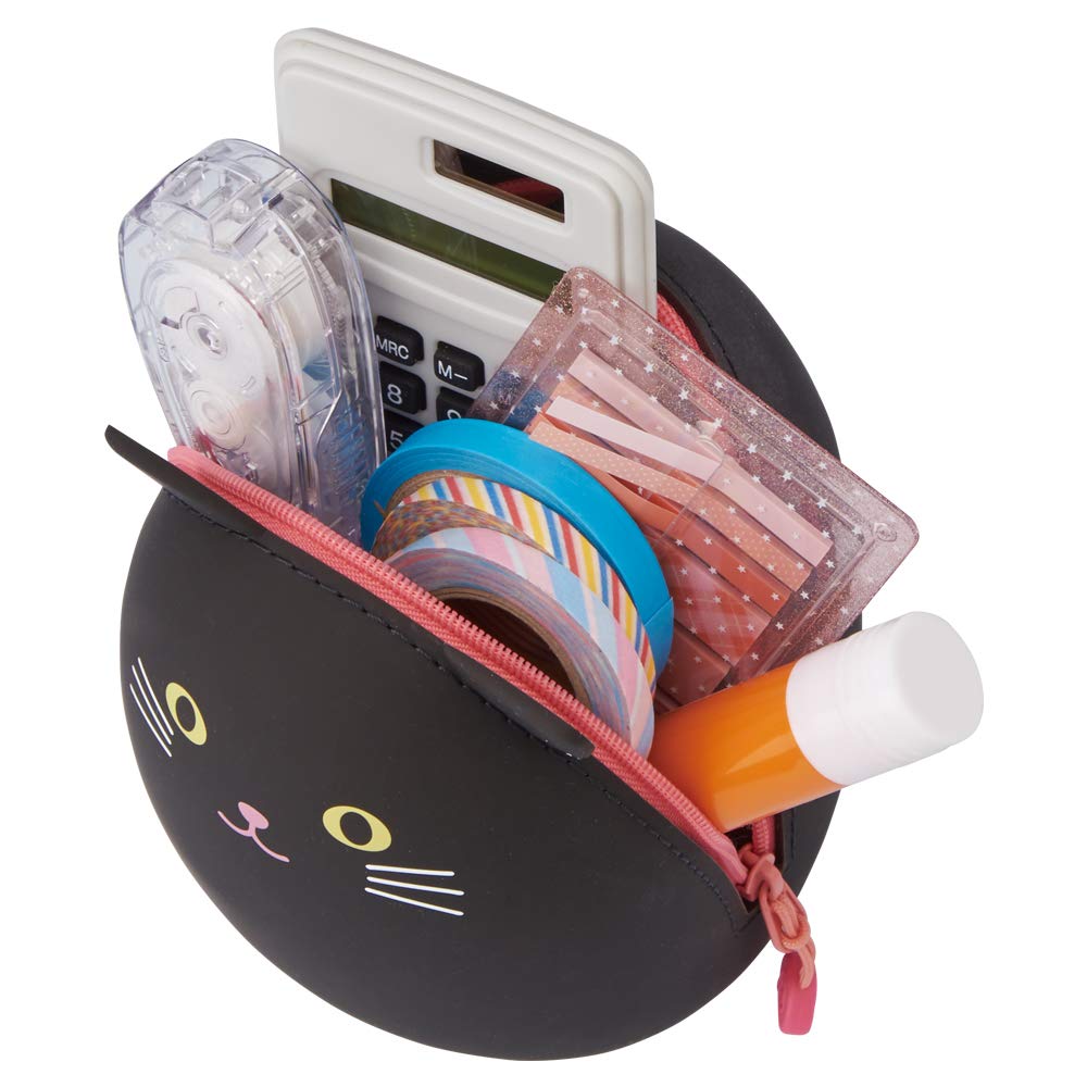 Lihitlab Punilabo Zipper Pouch, Egg-Shaped, 3.8' X 4.7', Gray Cat (A7783-4), Large: 1.3 X 4.7 X 3.8 Inches