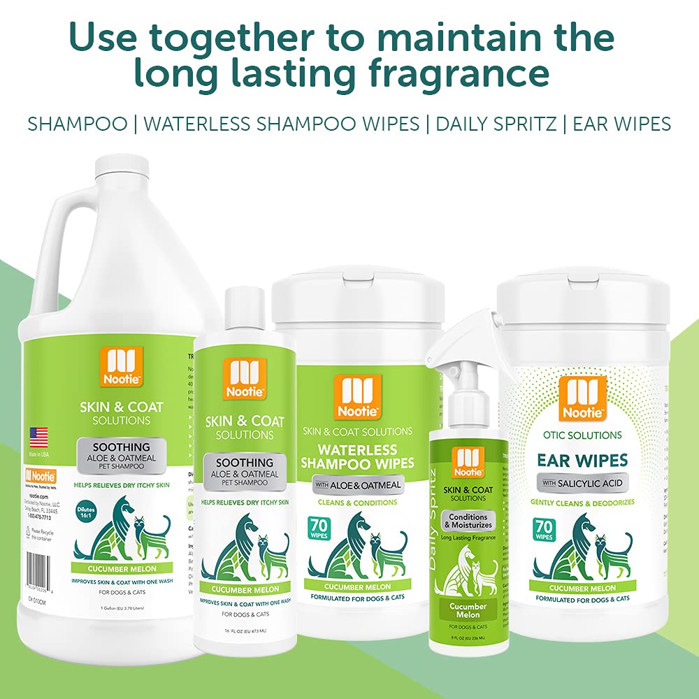 Nootie Oatmeal Pet Shampoo for Sensitive Skin - 16 oz - Cucumber Melon - Gentle & Natural Ingredients for Cleansing and Conditioning