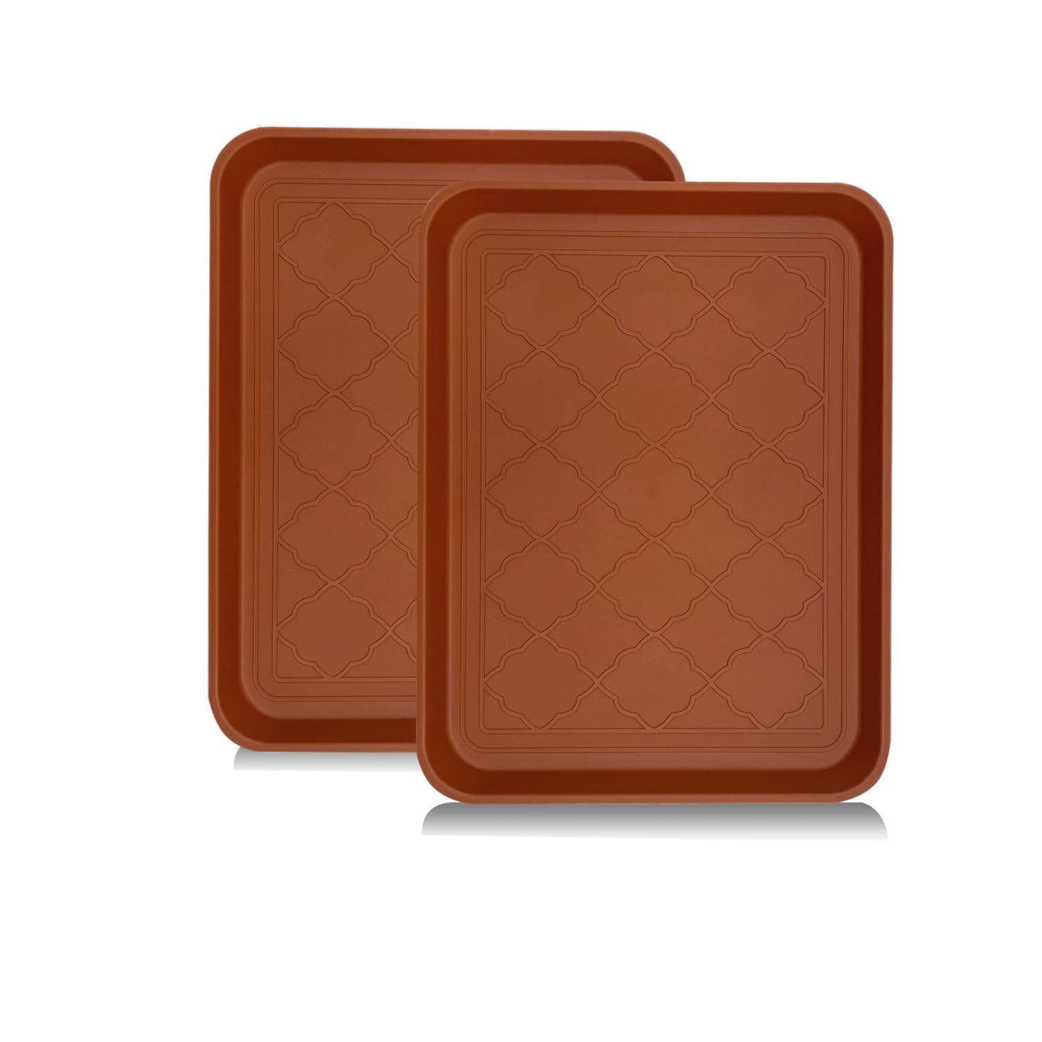PetLike Boot Tray for Entryway Indoor, Pet Food Mat Tray, 16.7 x 12.8 inch 2 Packs, Waterproof Rubber Shoe Tray for Indoor and O