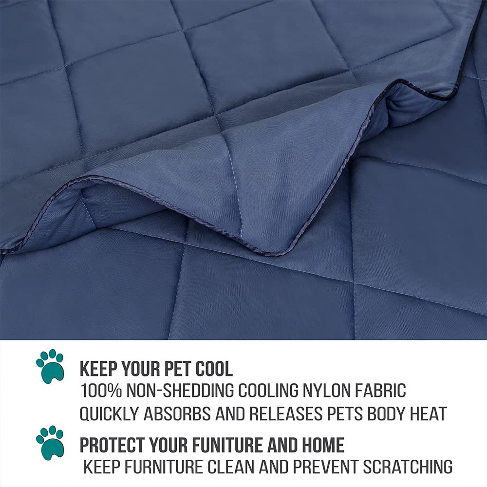 Petami Premium Cooling Dog Blanket | Lightweight Fluffy Pet Throw Blanket Bed Cover For Dogs, Cat, Puppies | Pet Blanket Furniture Protector Couch Sofa | Reversible Fuzzy Cozy | 90X90, Navy Blue