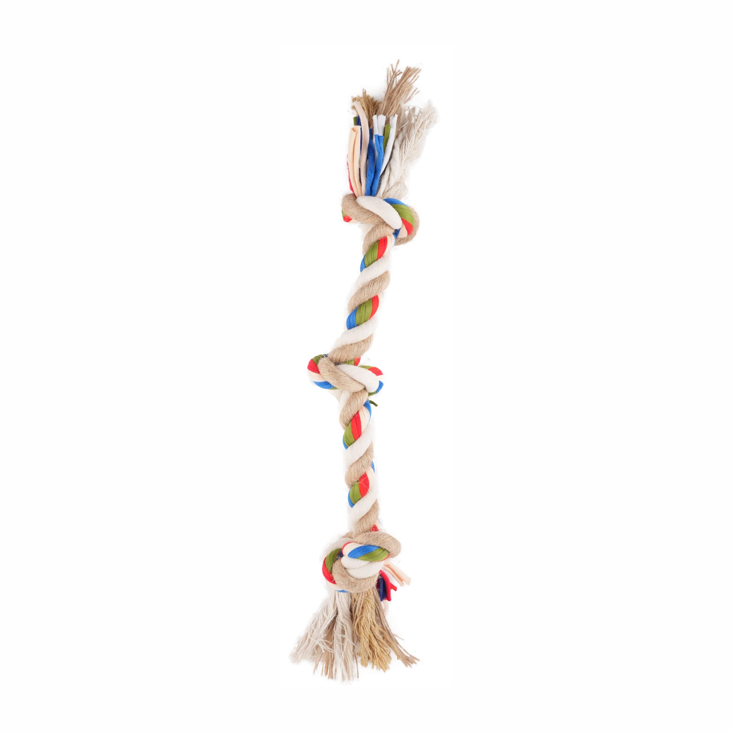Barkbutler X Fofos Flossy 3 Knots Rope Toys For Dogs  Dog Chew Toy, Dog Toys For Medium Dogs (520Kg)  Multicolour