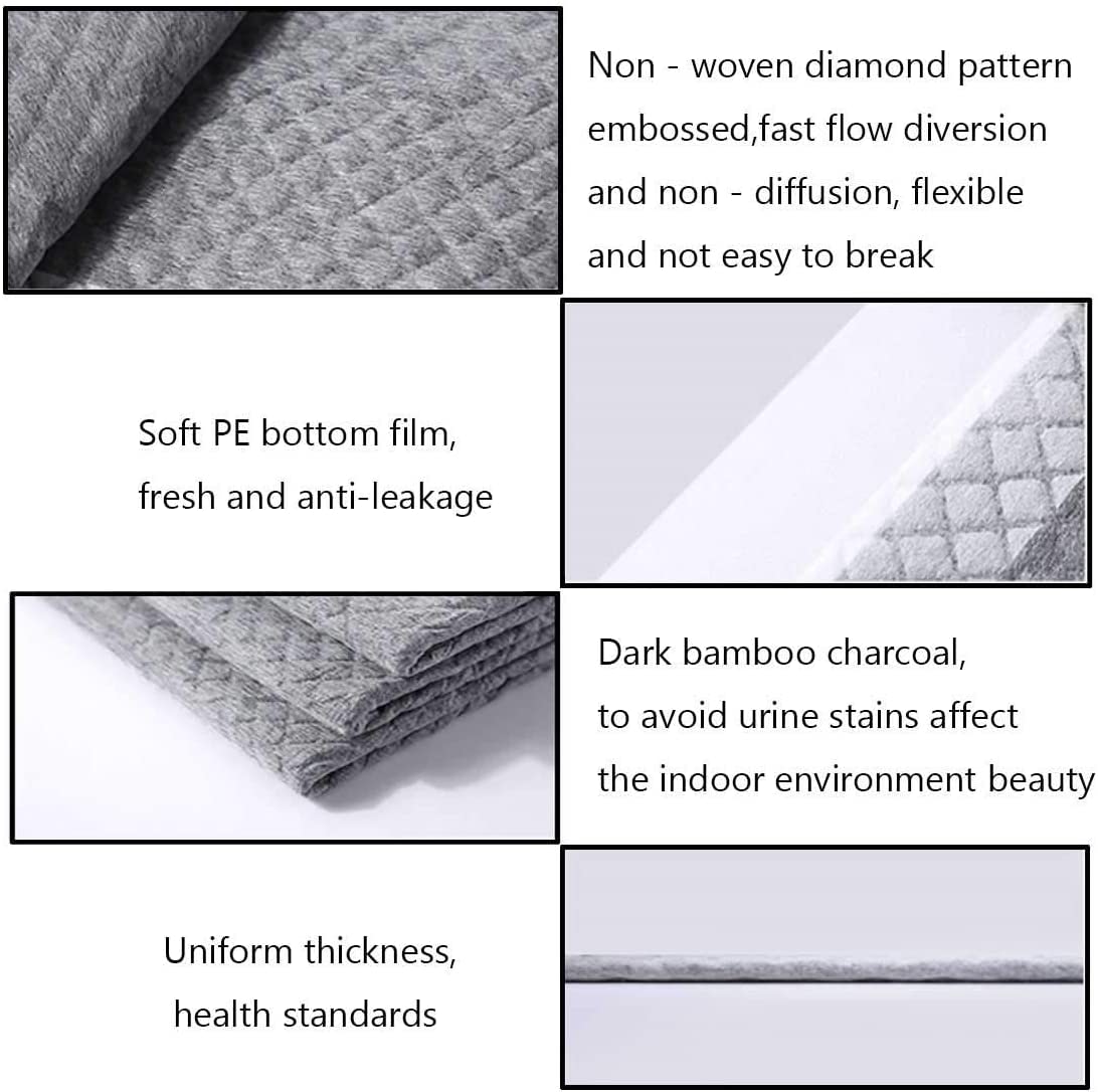 kathson Rabbit Pee Pads Disposable Cage Liners 40PCS All Absorb Black Carbon Odor Control Bunny Training Accessories with Quick-
