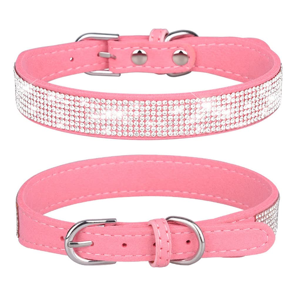 Small Dog Collar With Rhinestone Crystal Diamond Colorful Bling Girl Cat Collars Pink Xxs