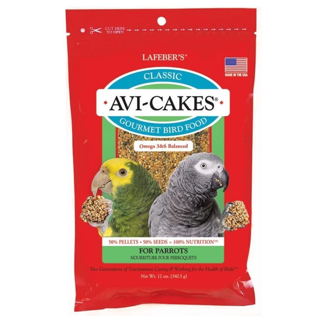 LAFEBERS Classic Avi-Cakes Pet Bird Food, Made with Non-GMO and Human-Grade Ingredients, for Parrots, 12 oz