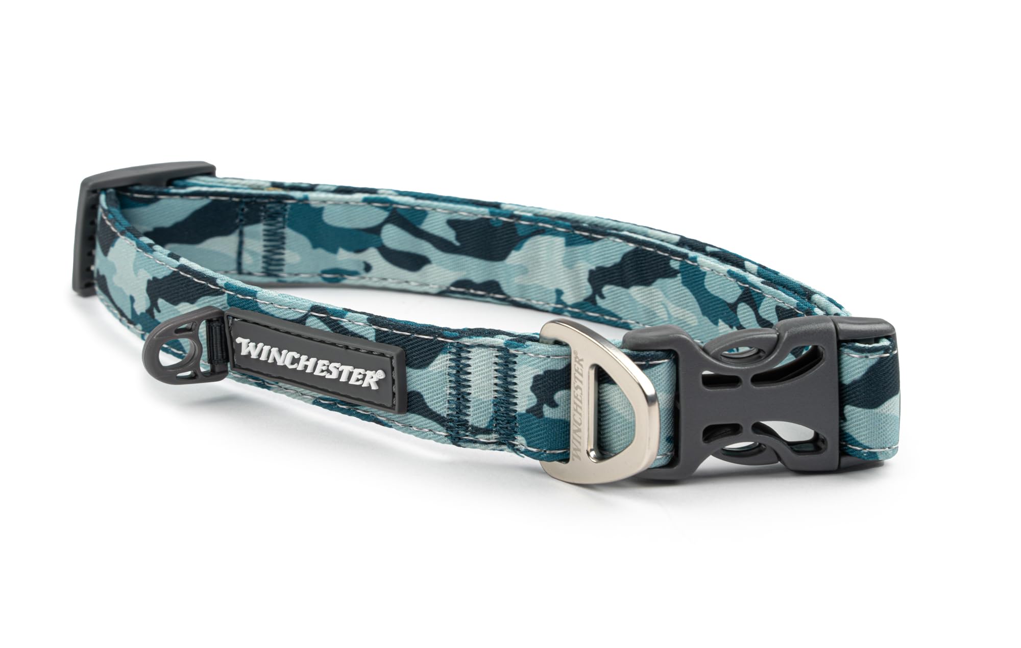 Winchester Printed Designer Dog Collar, Camo, Aqua, XL