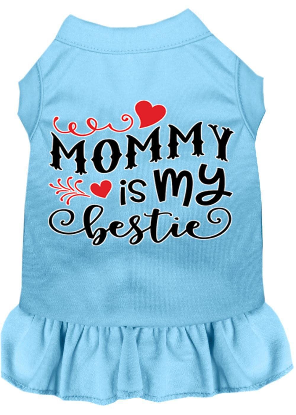 Pet Dog & Cat Dress Screen Printed, "Mommy Is My Bestie" Black 2XL (20-25 lbs.)