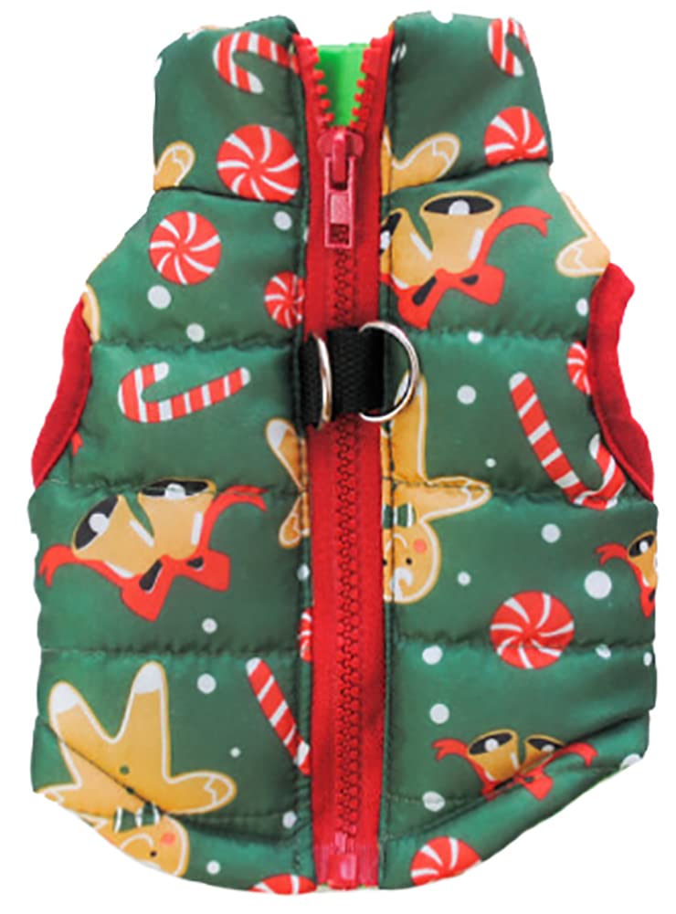 Marupet Winter Waterproof Windproof Dog Vest Coat - Warm Dog Jacket For Small Medium Dogs - Xxs, Gingerbread Man