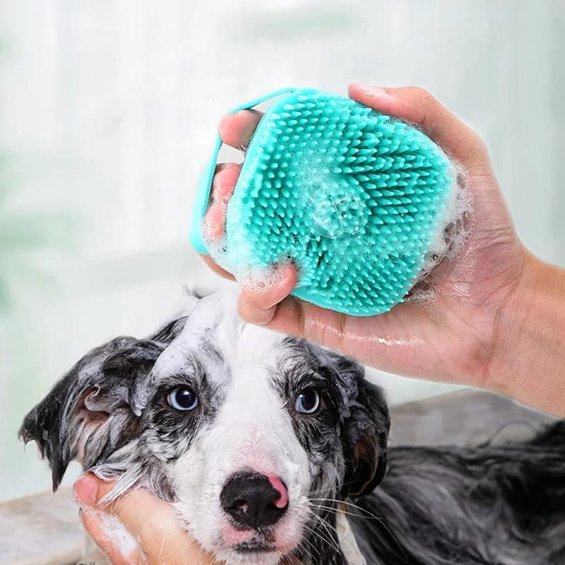 Ocer Dog Bath Brush,Best Pet Bathing Tool For Dogs,Soft Silicone Dog Grooming Brush Bristles With Loop Handle Give Pet Gentle Ma