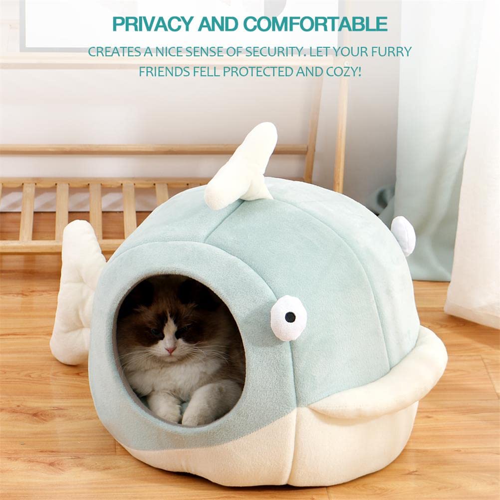 Cat Beds For Indoor Cats - Cat Bed Cave With Removable Washable Cushioned Pillow, Calming Cozy Soft Cat Cave, Cute Friendly Dolphin Cat Houses, No Deformation Pet Bed, M