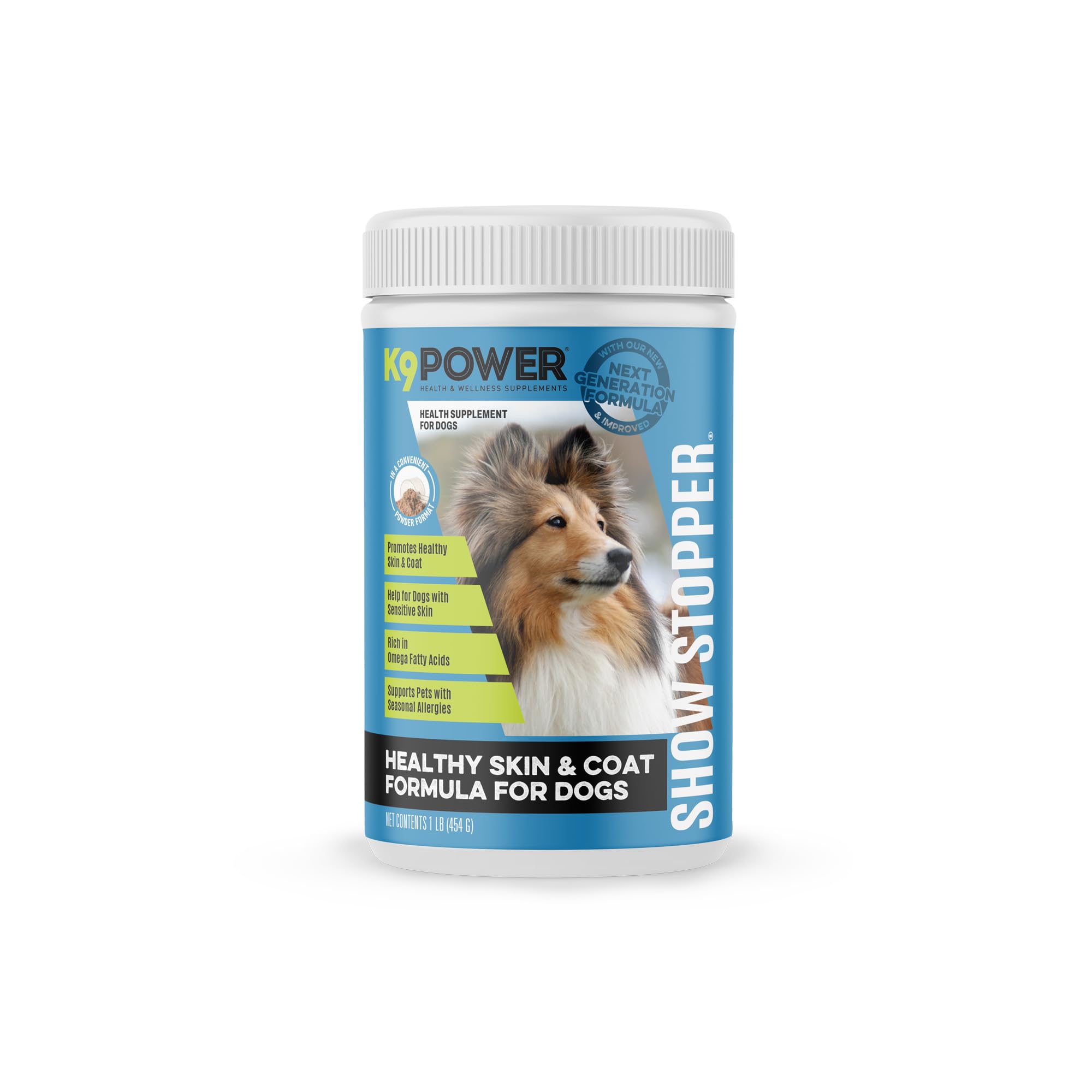 K9 Power Show Stopper for Dogs 1lb - Boosts Coat Shine & Promotes Healthy Skin Tone - Strengthens Immune System - Enhances Diges
