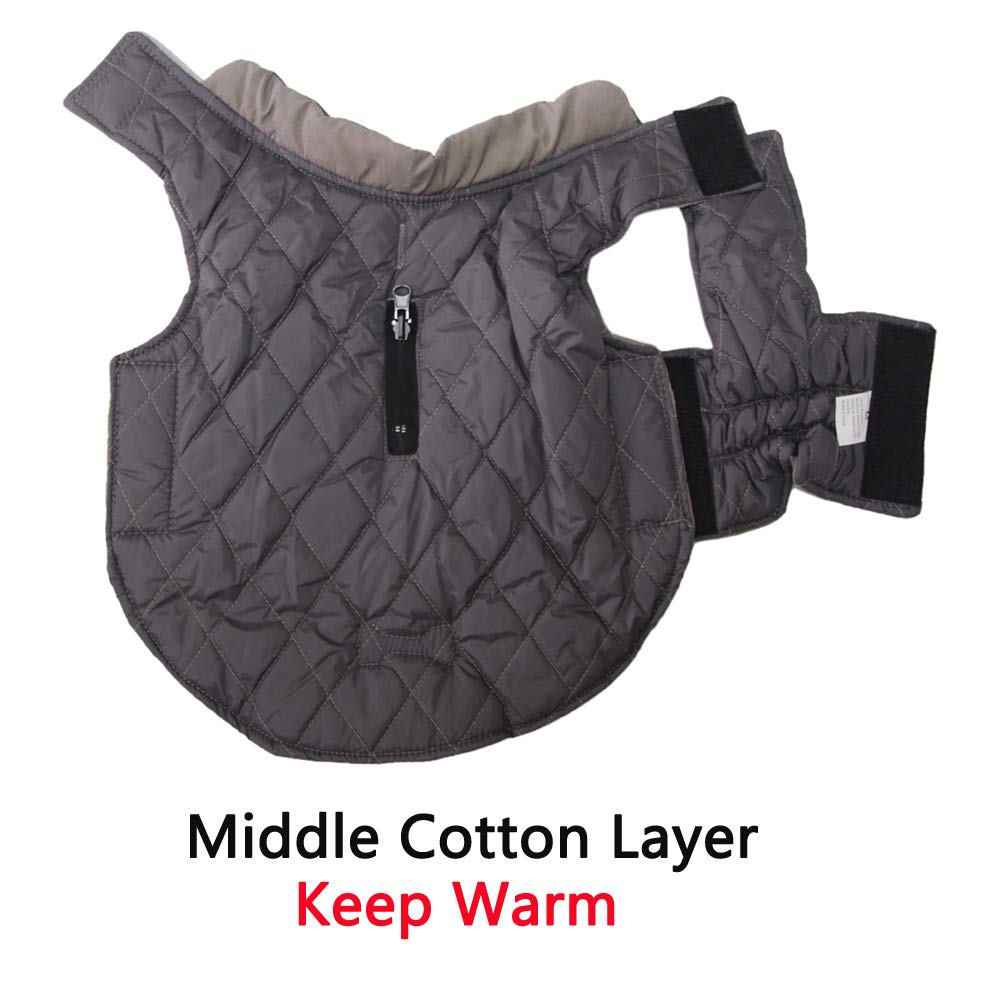 Vecomfy Reversible Dog Coats For Small Dogs Waterproof Warm Puppy Jacket For Cold Winter,Grey Xs