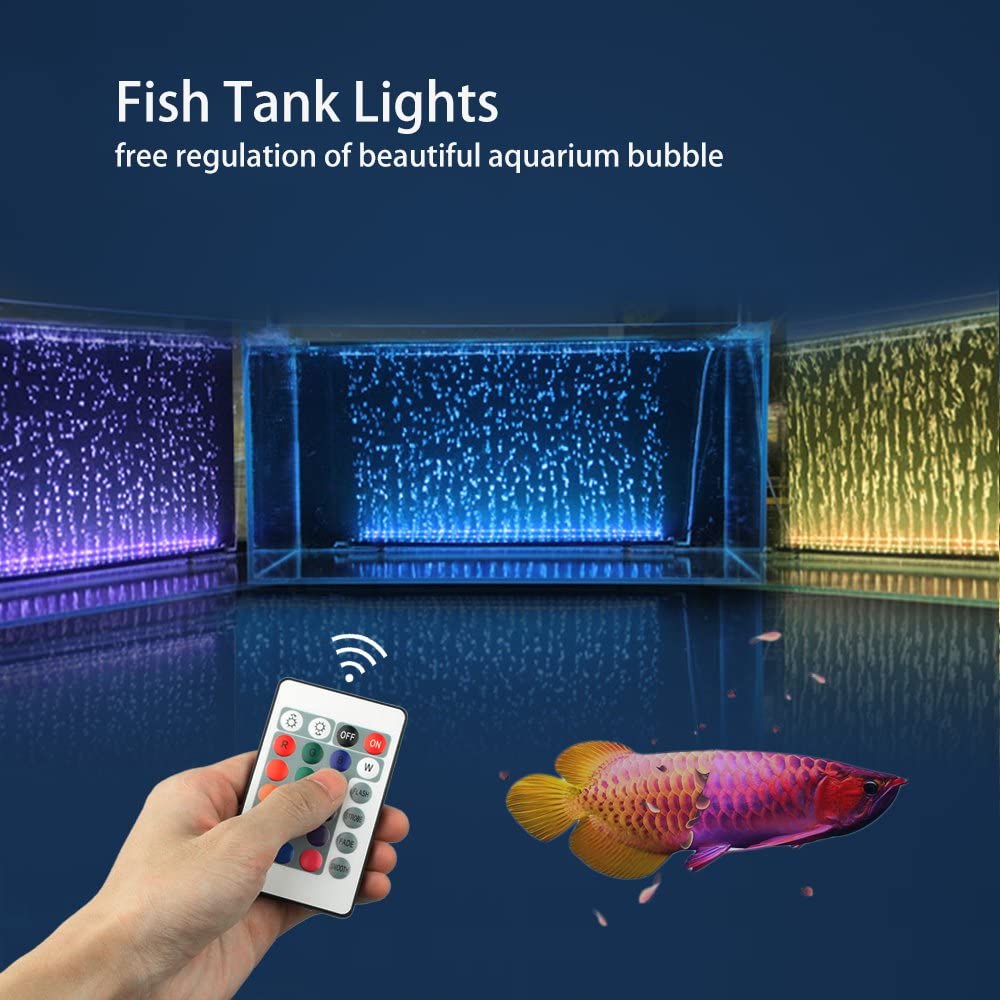 Szminiled Submersible Aquarium Light, Fish Tank Light With Air Bubble Hole, Rgb Color Changing Brightness Adjustable Ip68 Waterproof Remote Control Led Light For Aquarium Fish Tank 12 Inch