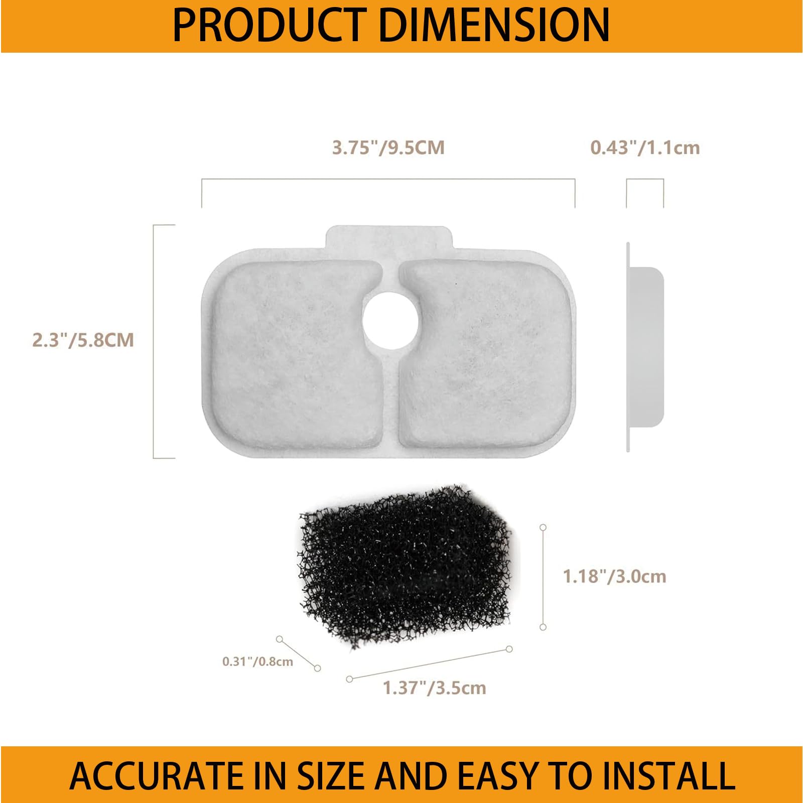 Haodlay Cat Water Fountain Filter Replacement, 20 Packs, Carbon Fiber, Compatible with PETLIBRO PLWF005/PLWF115/PLWF105, White