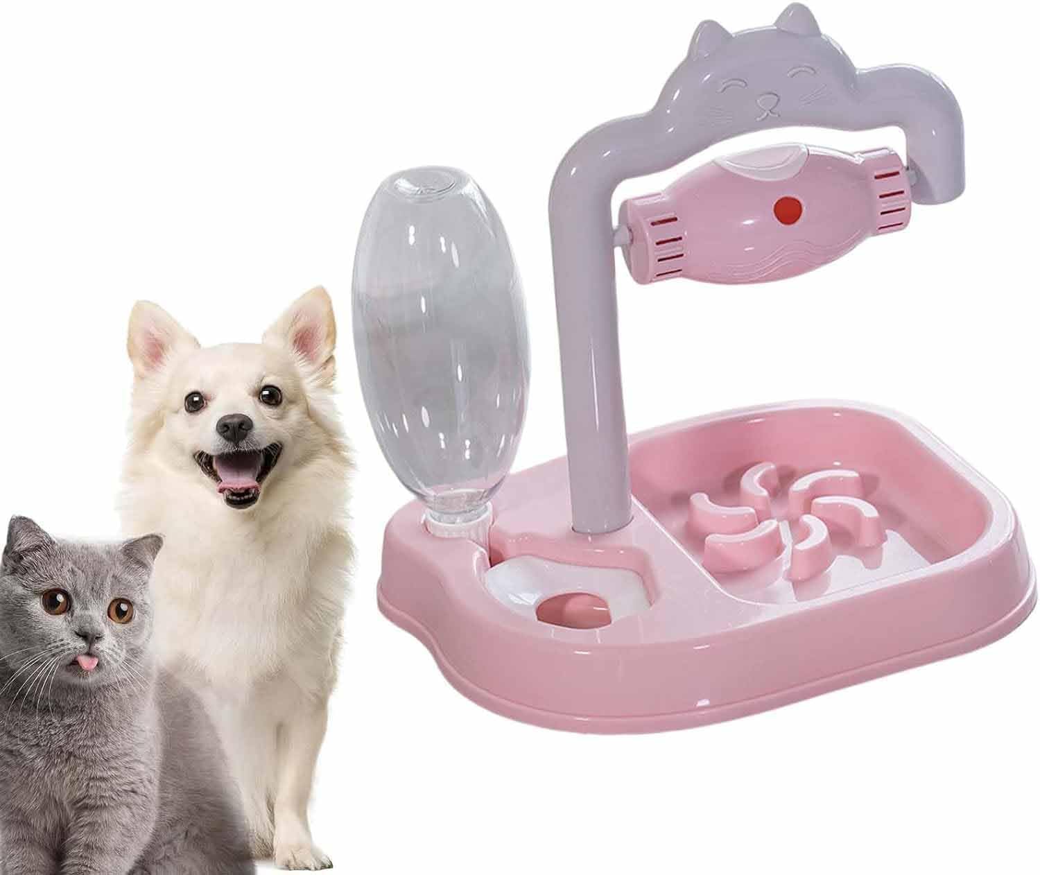 Fycan 2 In 1 Automatic Pet Dog And Cat Feed Dispenser Feeding Bowl Multifunctional 360 Rotating Cat Licking Food Fun Toy