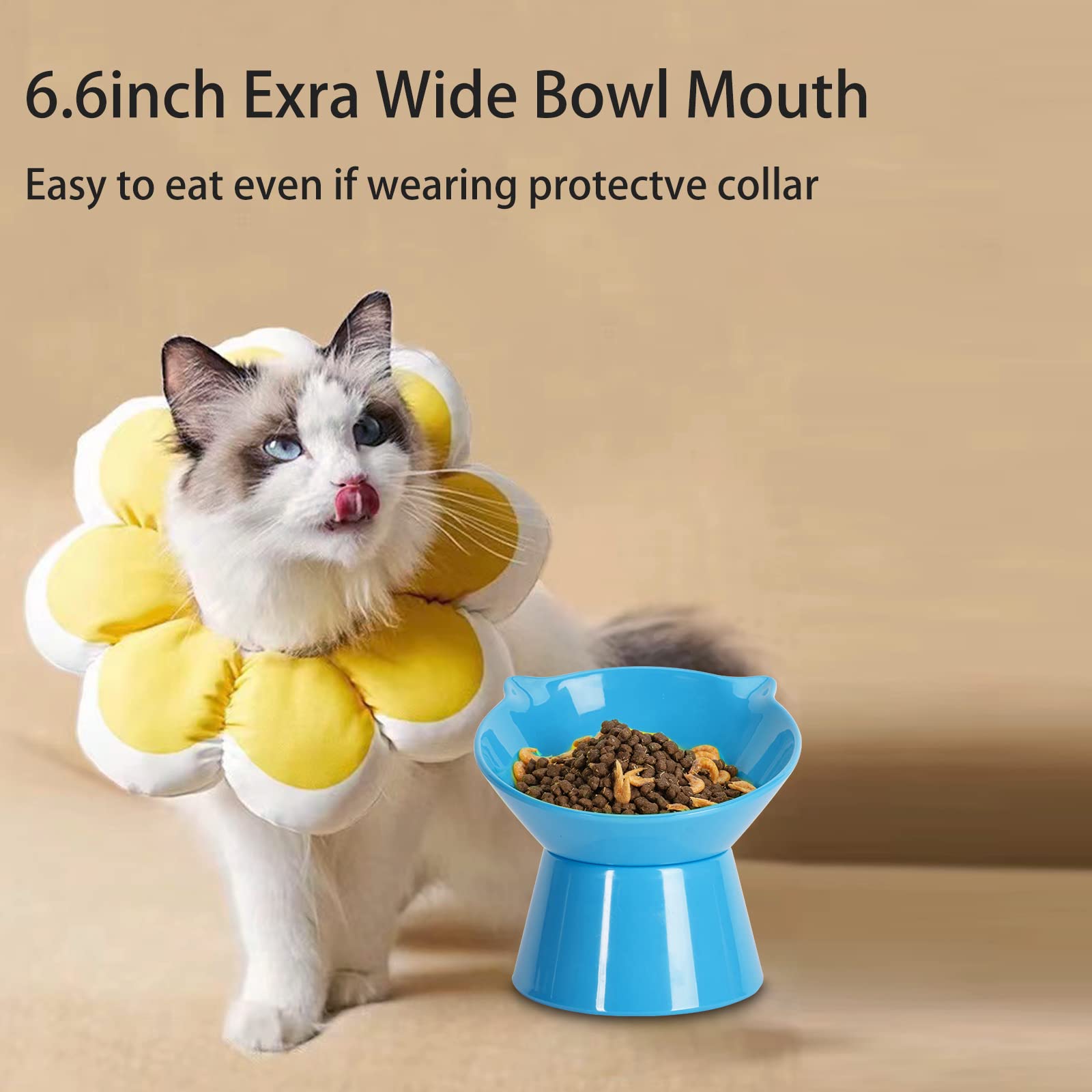 Detachable Elevated Cat Bowls, 15 Tilted Raised Cat Food Bowl Anti-Vomiting,Whisker Friendly, Adjustable Cat Dishes for Protecti