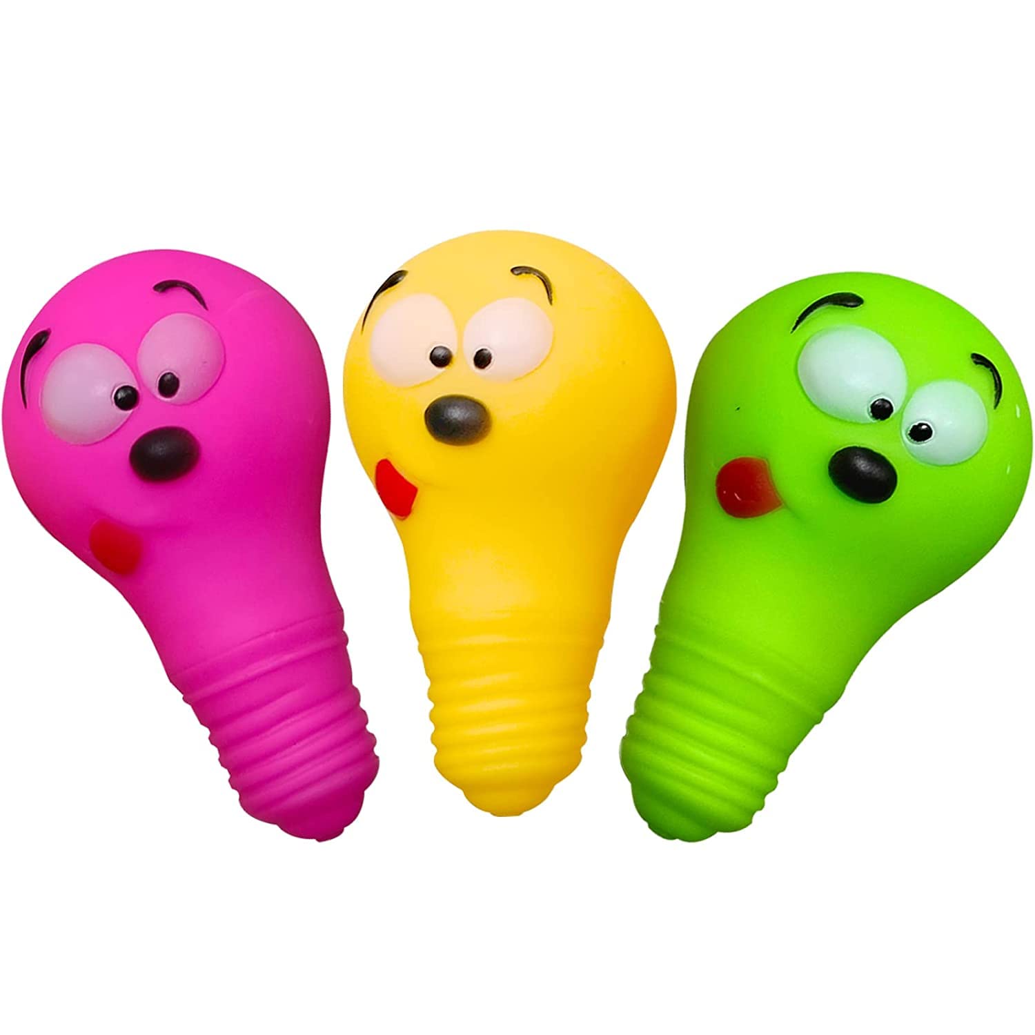 Smart Pups Squeaky Toys For Puppy,Bulb Shaped Teething, Dog Chew Christmas Small Dogs Squeaker Latex Rubber Soft Ball Chewing Te