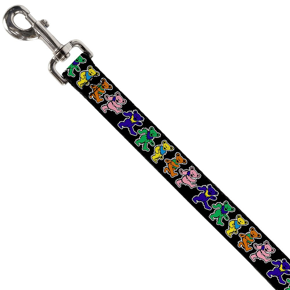 Dog Leash Dancing Bears Black Multi Color 6 Feet Long 0.5 Inch Wide