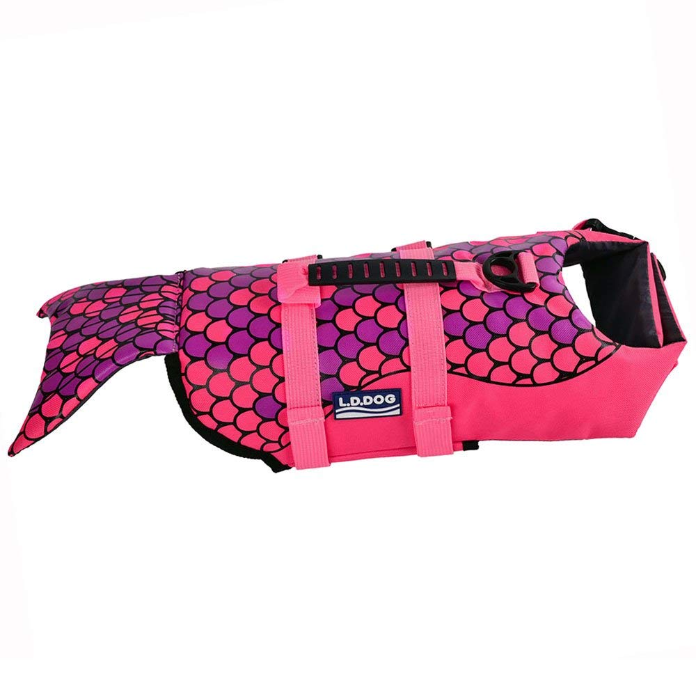 Haocoo Dog Life Jacket Vest Saver Safety Swimsuit Preserver With Reflective Stripes/Adjustable Belt Dogs (Mermaid,Xxl)