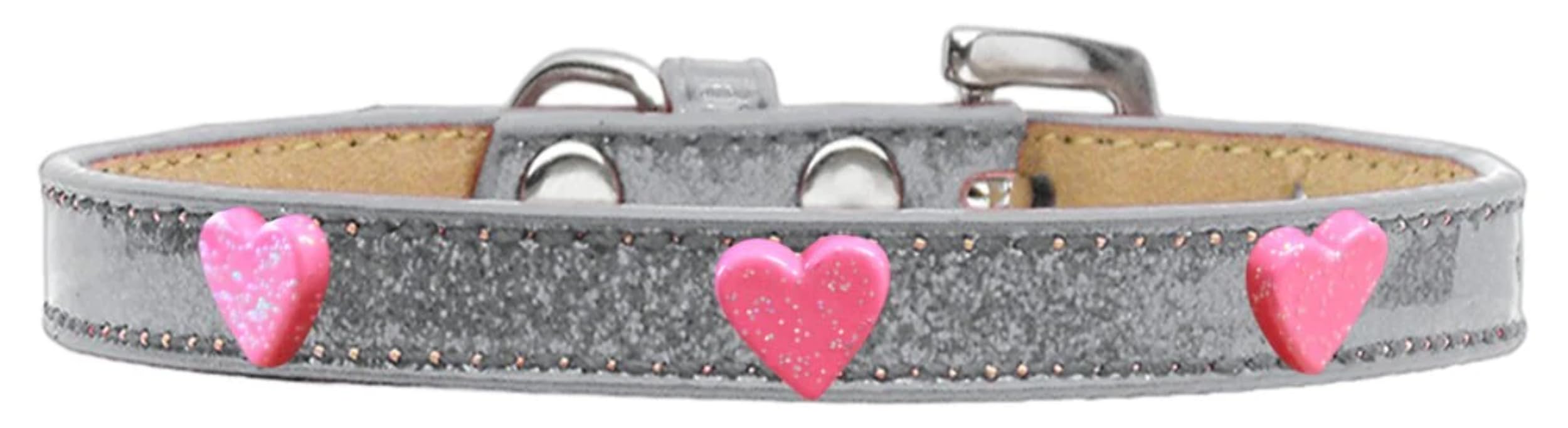 Dog, Puppy & Pet Widget Ice Cream Collar, Pink Glitter Heart Pink 12