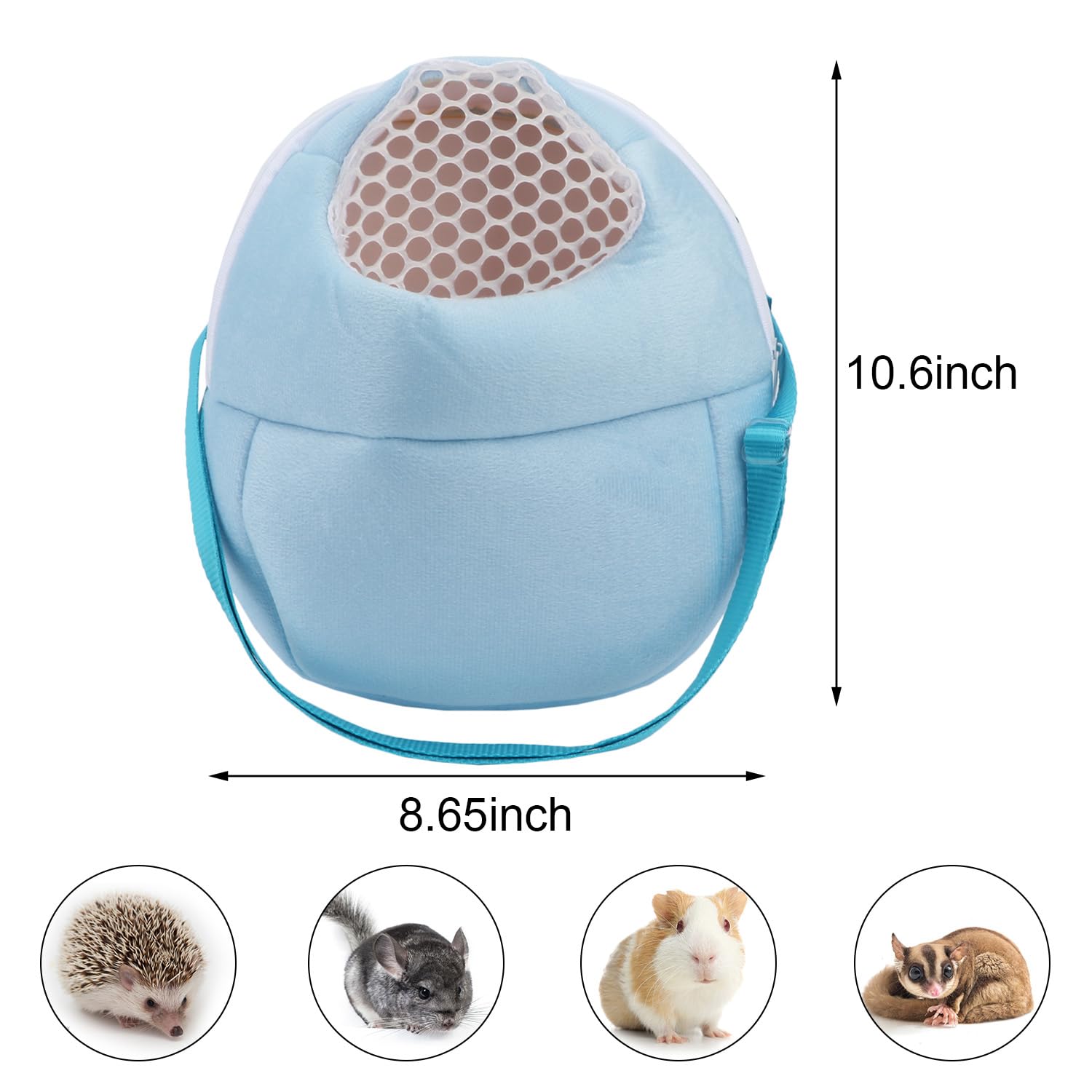 Hypeety Pet Carrier Bag Pet Sling Carrier Backpack Portable Travel Backpack Breathable Outgoing Bag Bonding Pouch For Small Pets Hedgehog Hamsters Sugar Glider Chinchilla Guinea Pig (Blue)