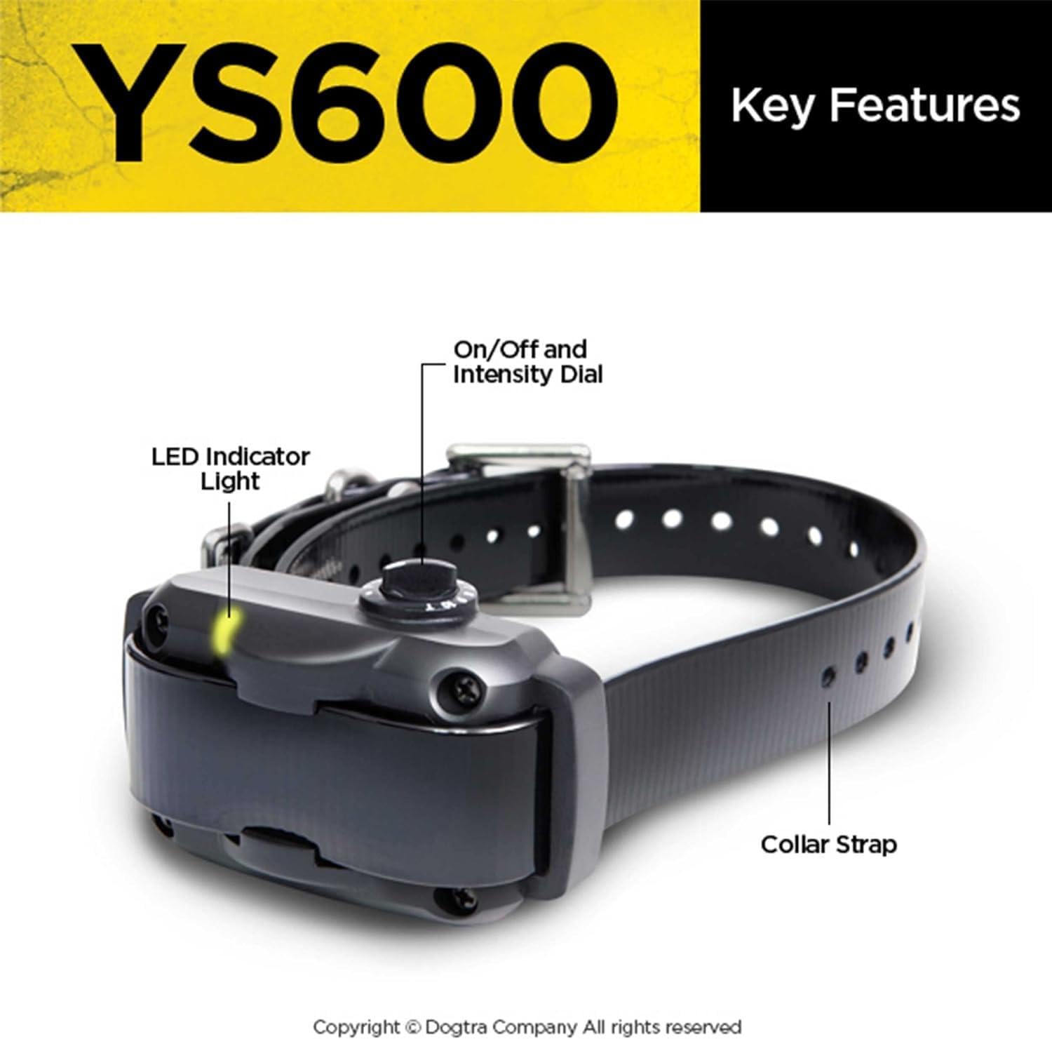 Dogtra YS600 Rechargeable Waterproof No Bark Collar - 1 Count, Plastic, YS600 Model, High-Output, YS600 NO BARK e-Collar