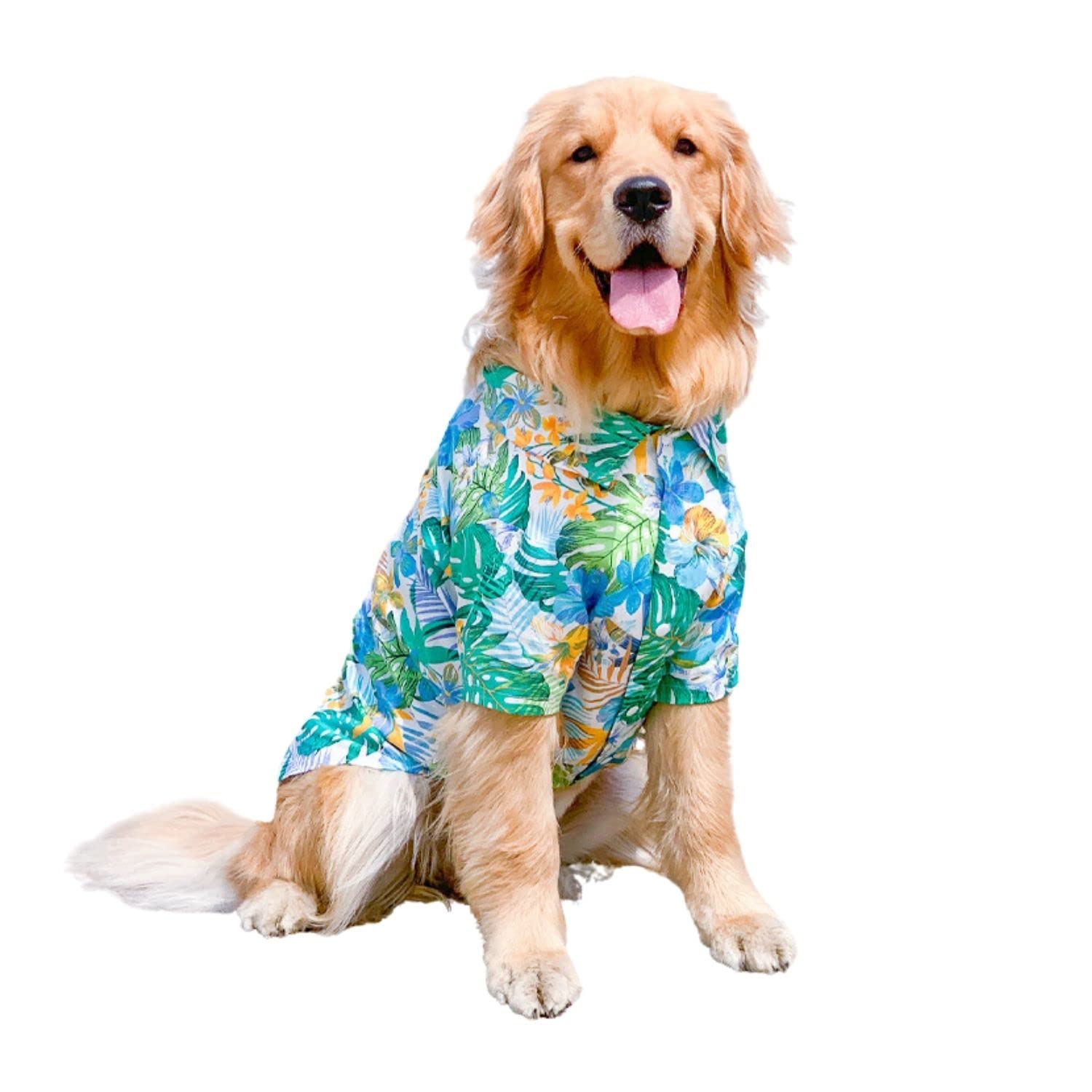 Harikaji Dog Hawaiian Shirt, Summer Pet Clothes Large Dog Cool Costume Beach T-Shirt For Medium Large Dog(Blue,3Xl)