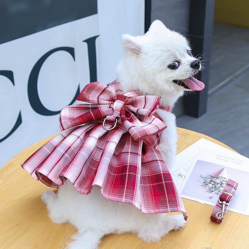 Clopon Small Dog Dresses Doggie Harness Tutu Yorkie Dresses For Girl Harness Dress Yorkie Female Clothes Xl