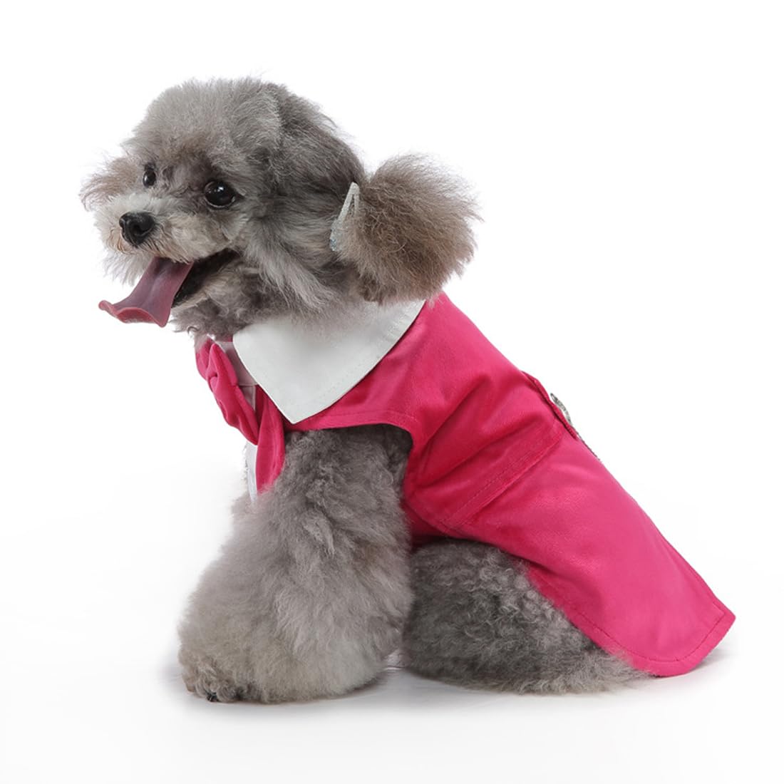 Doteyayp Puppy Velvet Tuxedo With Detachable Bowtie Prom Wedding Formal Wear Prince Costume For Small Dog (Medium, Rose)