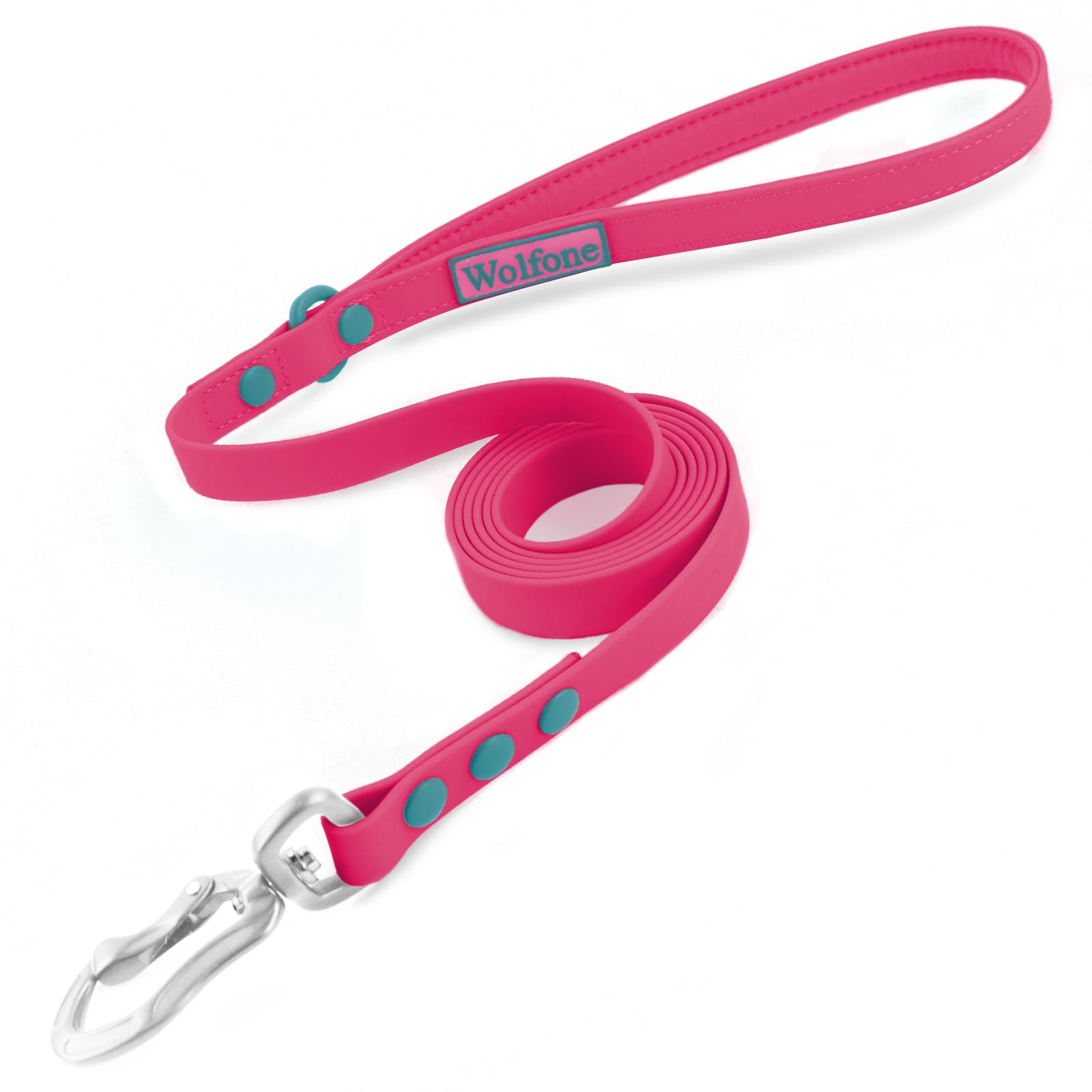 Wolfone Waterproof Dog Leash Carabiner Leash For Dogs Soft Handle Easy Care 5Ft*15Mm*2.0Mm Pink Peacock