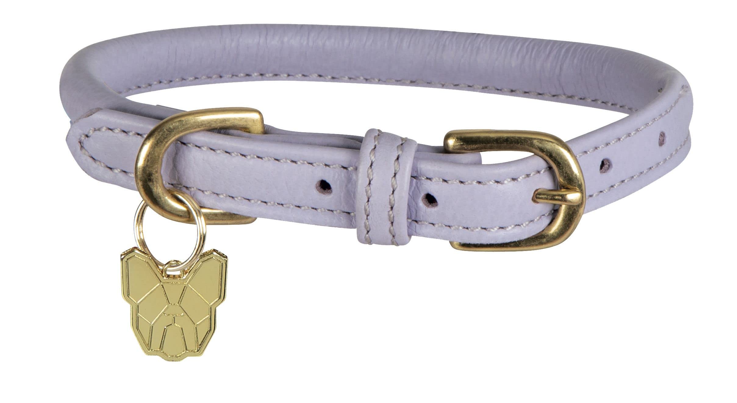 Digby & Fox Rolled Leather Dog Collar (Large, Lilac)