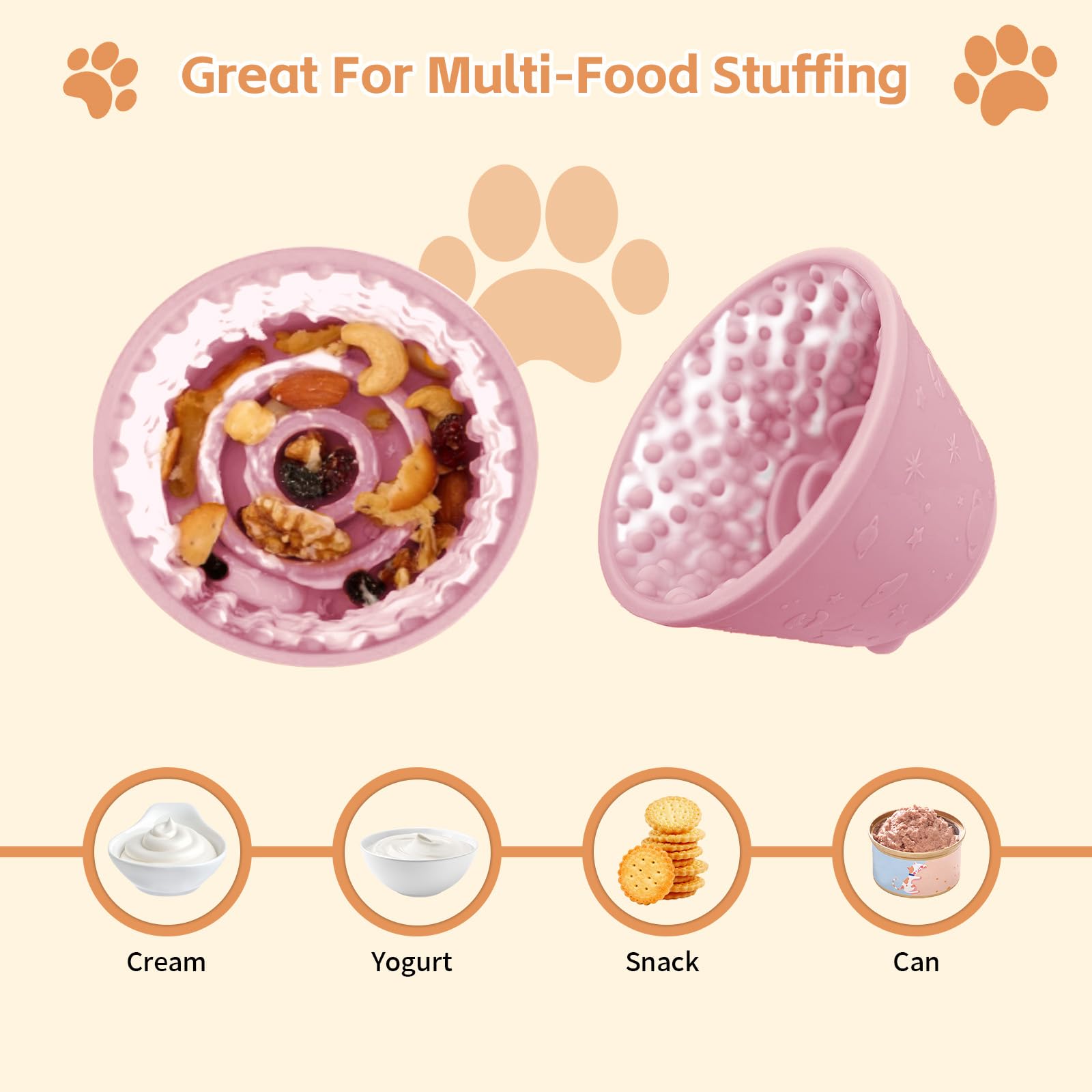 Dog Lick Bowl,Anxiety Relief Non-Slip Silicone Treat Bowl,Durable Long-Lasting Enrichment Slow Feeder Licking Mat for Small Medi