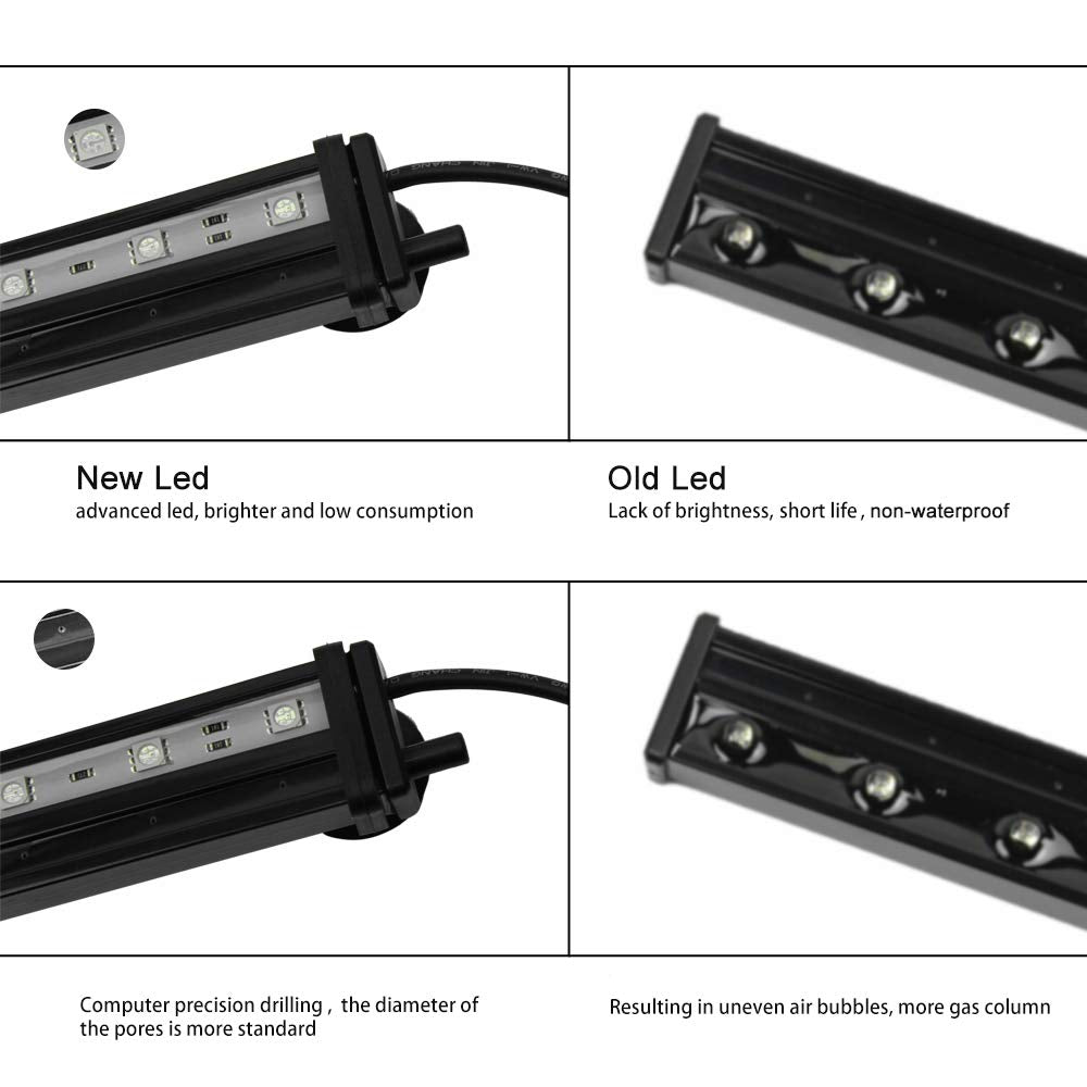 Szminiled Submersible Aquarium Light, Fish Tank Light With Air Bubble Hole, Rgb Color Changing Brightness Adjustable Ip68 Waterproof Remote Control Led Light For Aquarium Fish Tank 20 Inch