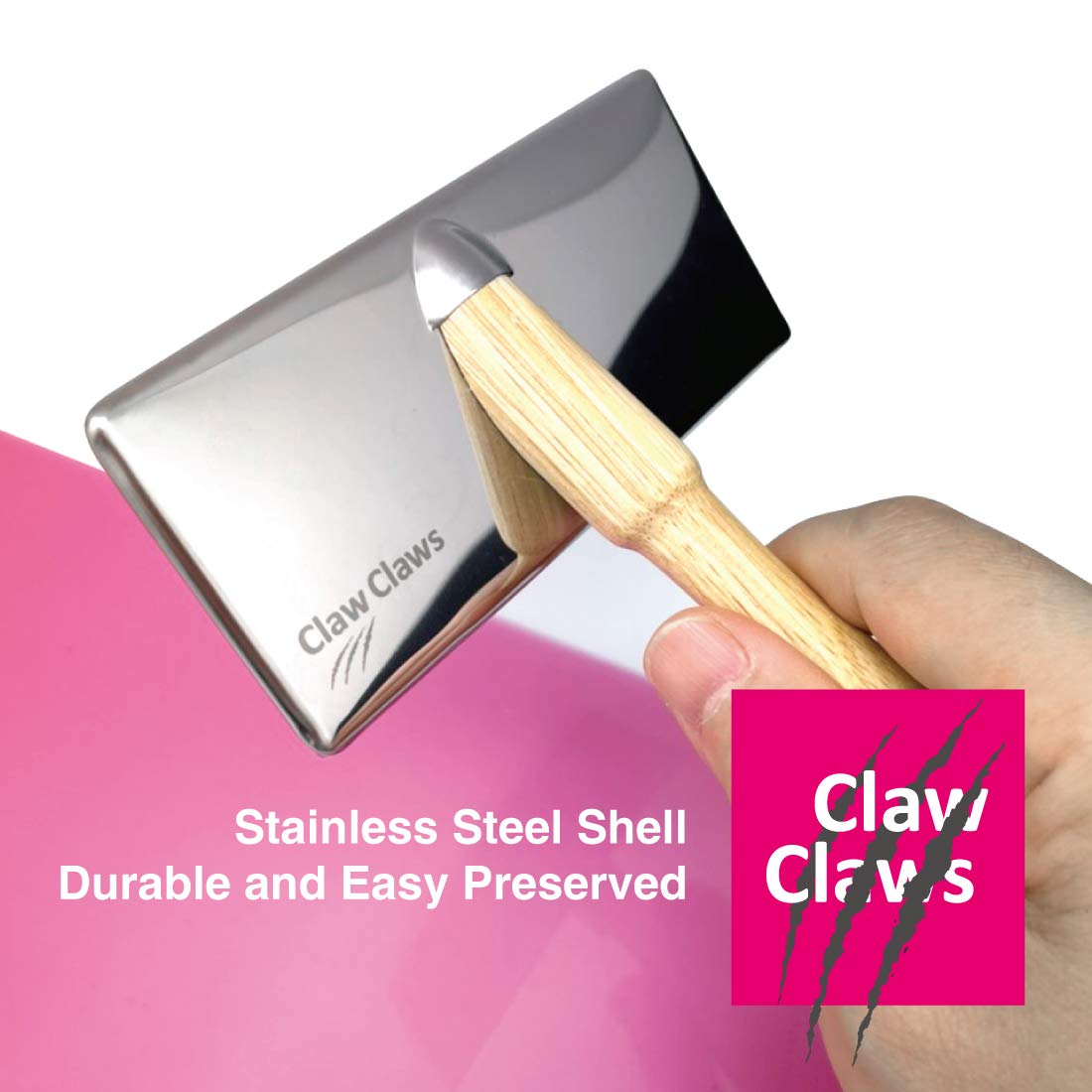 Claw Claws Pet Slicker Brush For Medium Dogs, Wooden Handle With Stainless Steel Soft Pins, Gently Remove Tangled, Loose Undercoat And Mats Hair, Pet Grooming Brush Tool (6.6')