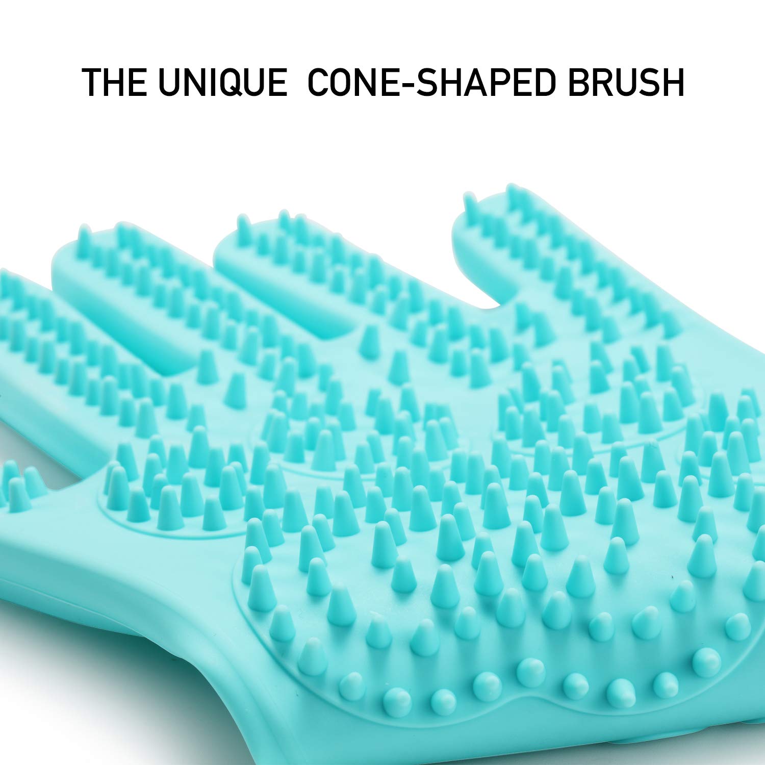 Srtood Pet Grooming Magic Gloves, Dog Cat Bathing Shampoo Brush, Silicone Hair Removal Gloves With Thick High Density Teeth For