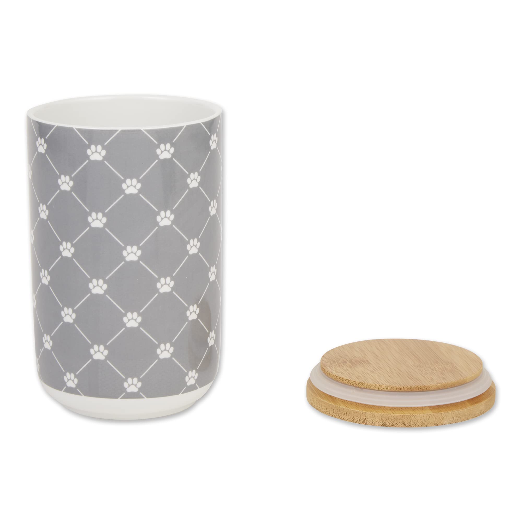 DII Gray Trellis Paw Ceramic Treat Canister