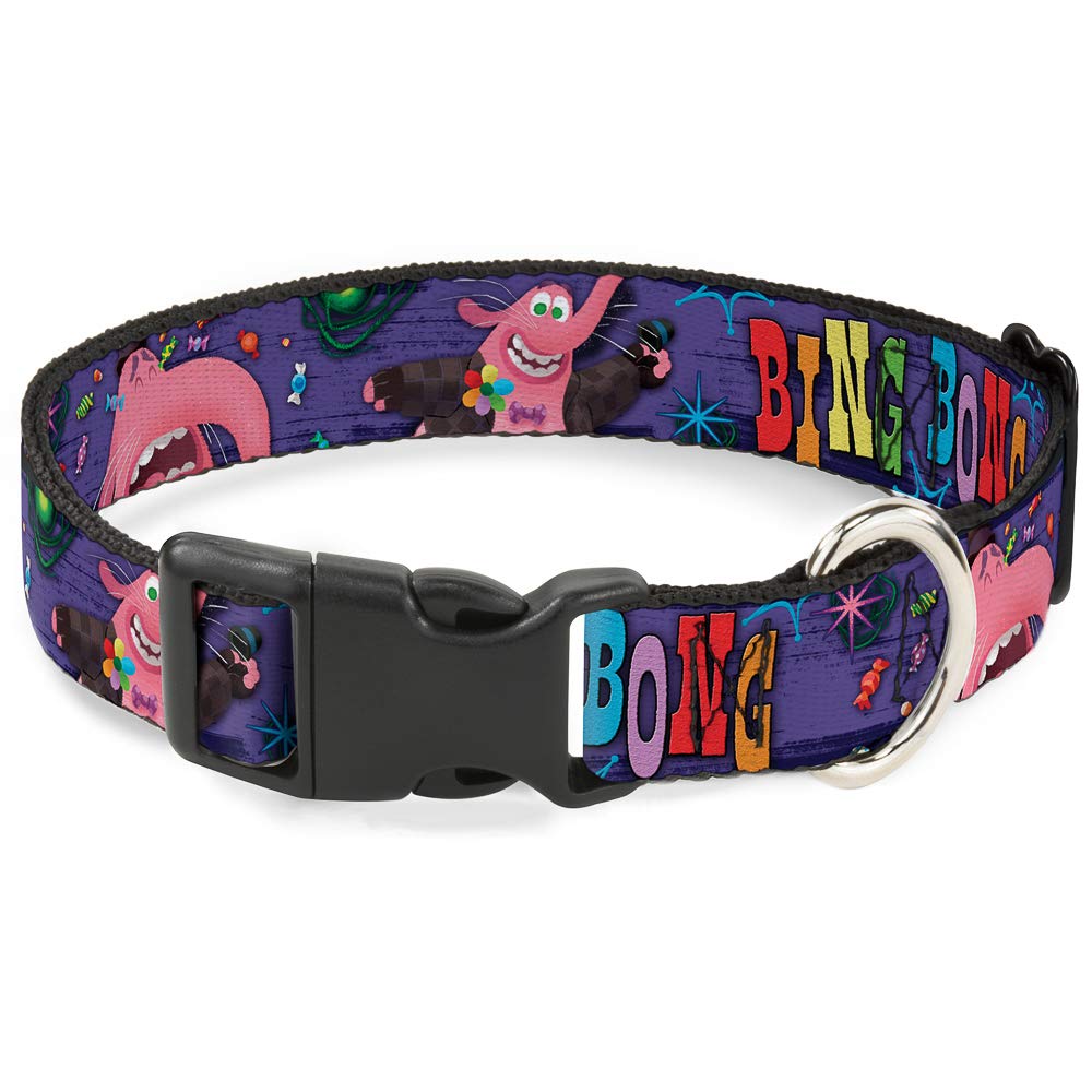 Buckle-Down Plastic Clip Collar - BING BONG Poses/Candy Purples/Multi Color - 1.5 Wide - Fits 13-18 Neck - Small