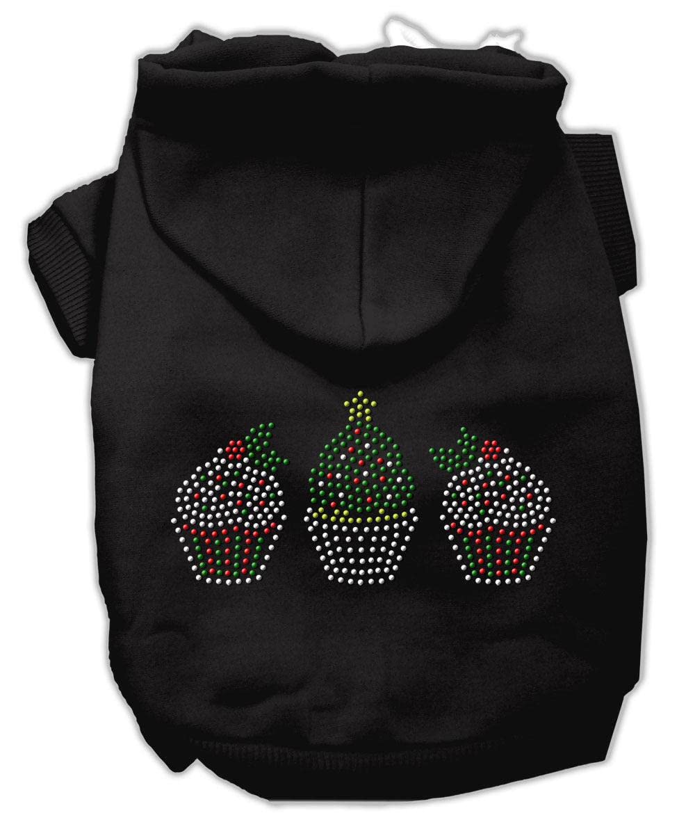 Mirage Pet Products 8-Inch Christmas Cupcakes Rhinestone Hoodie, X-Small, Red
