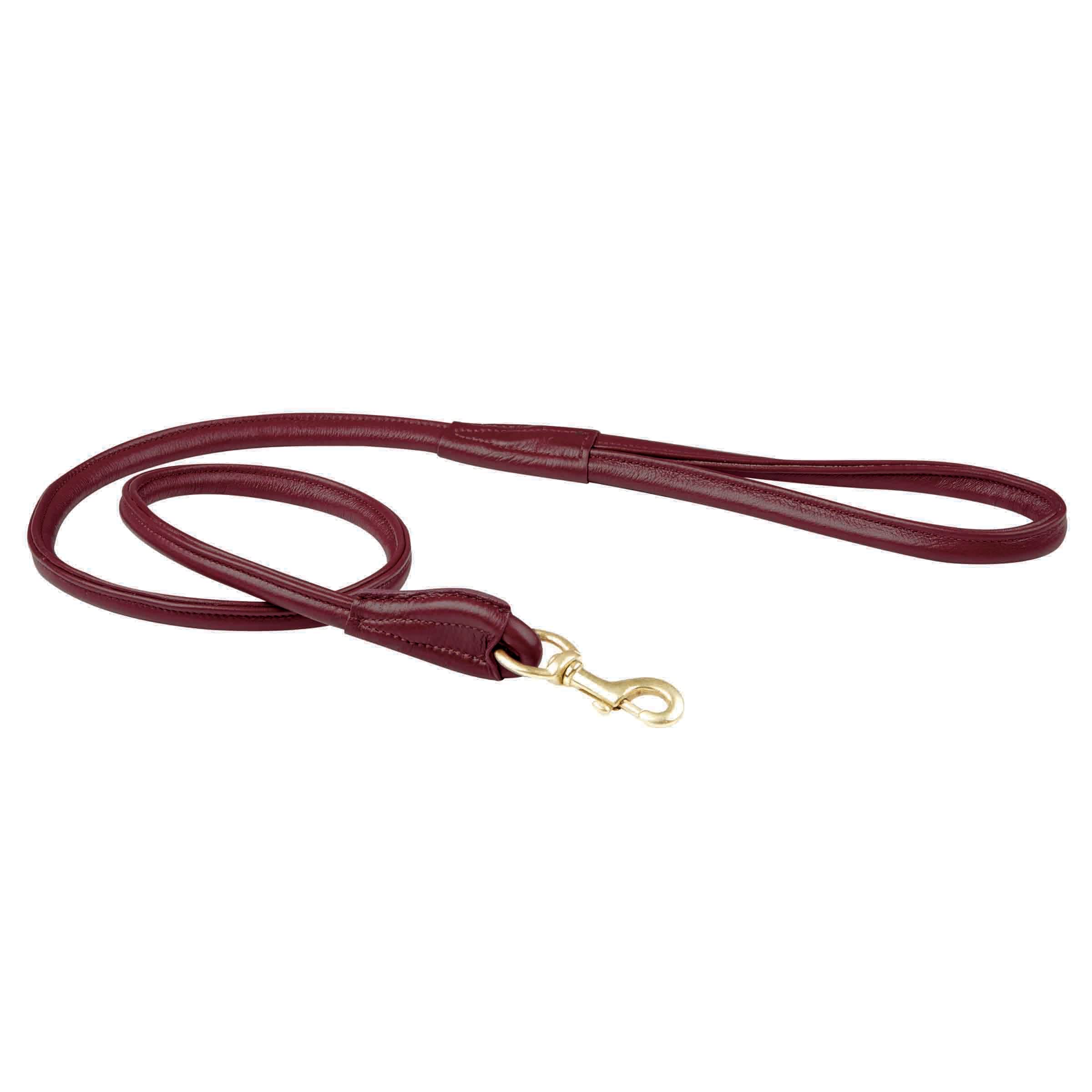 Weatherbeeta Rolled Leather Dog Lead, Maroon, Medium